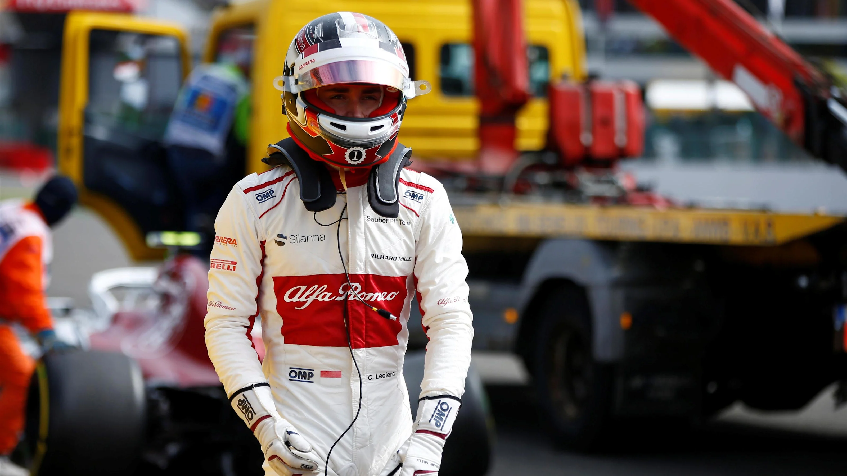 Race retiree Charles Leclerc, Alfa Romeo Sauber F1 Team at Formula One World Championship, Rd13,