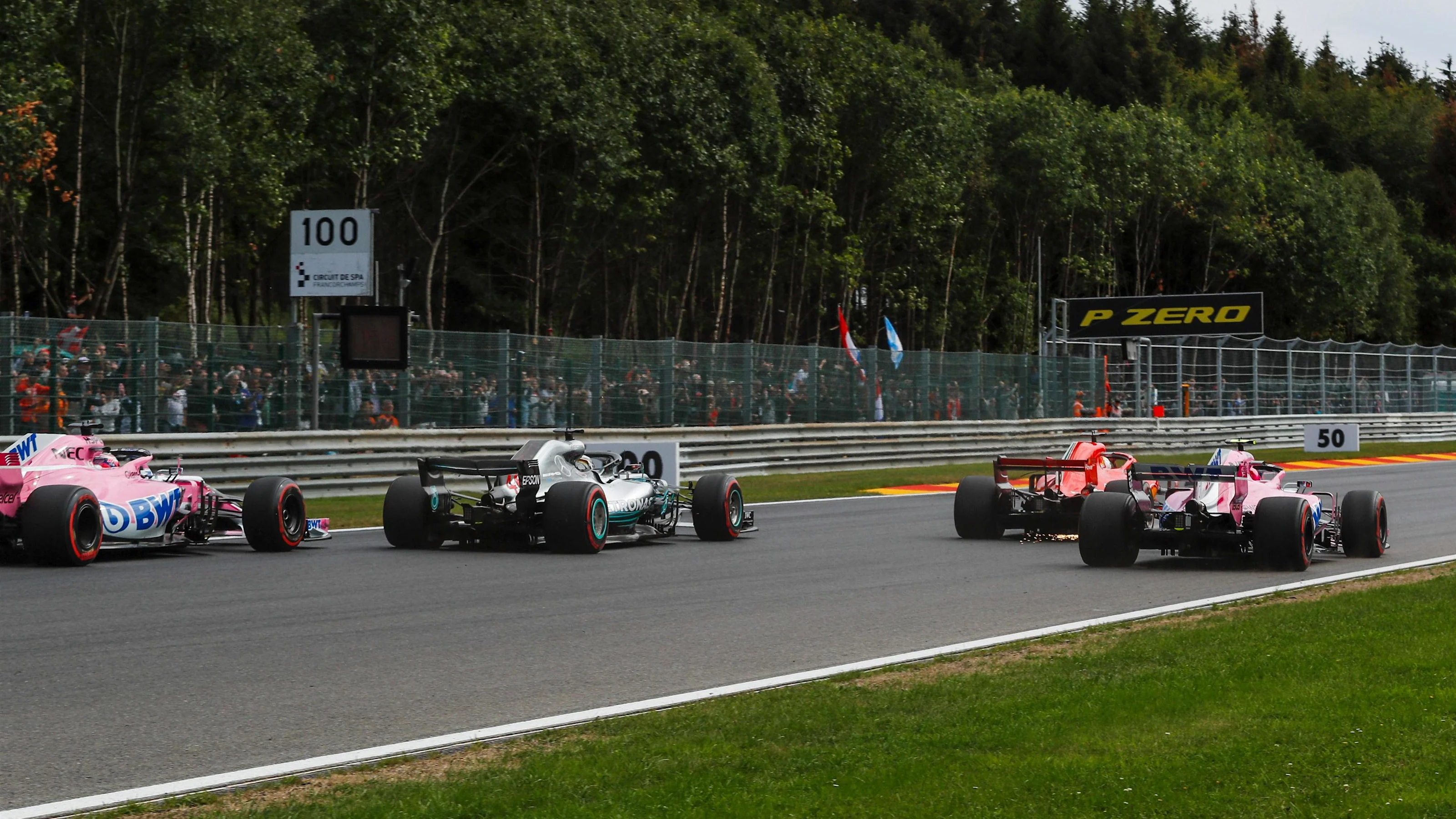 Sergio Perez, Racing Point Force India VJM11, Lewis Hamilton, Mercedes AMG F1 W09, Sebastian