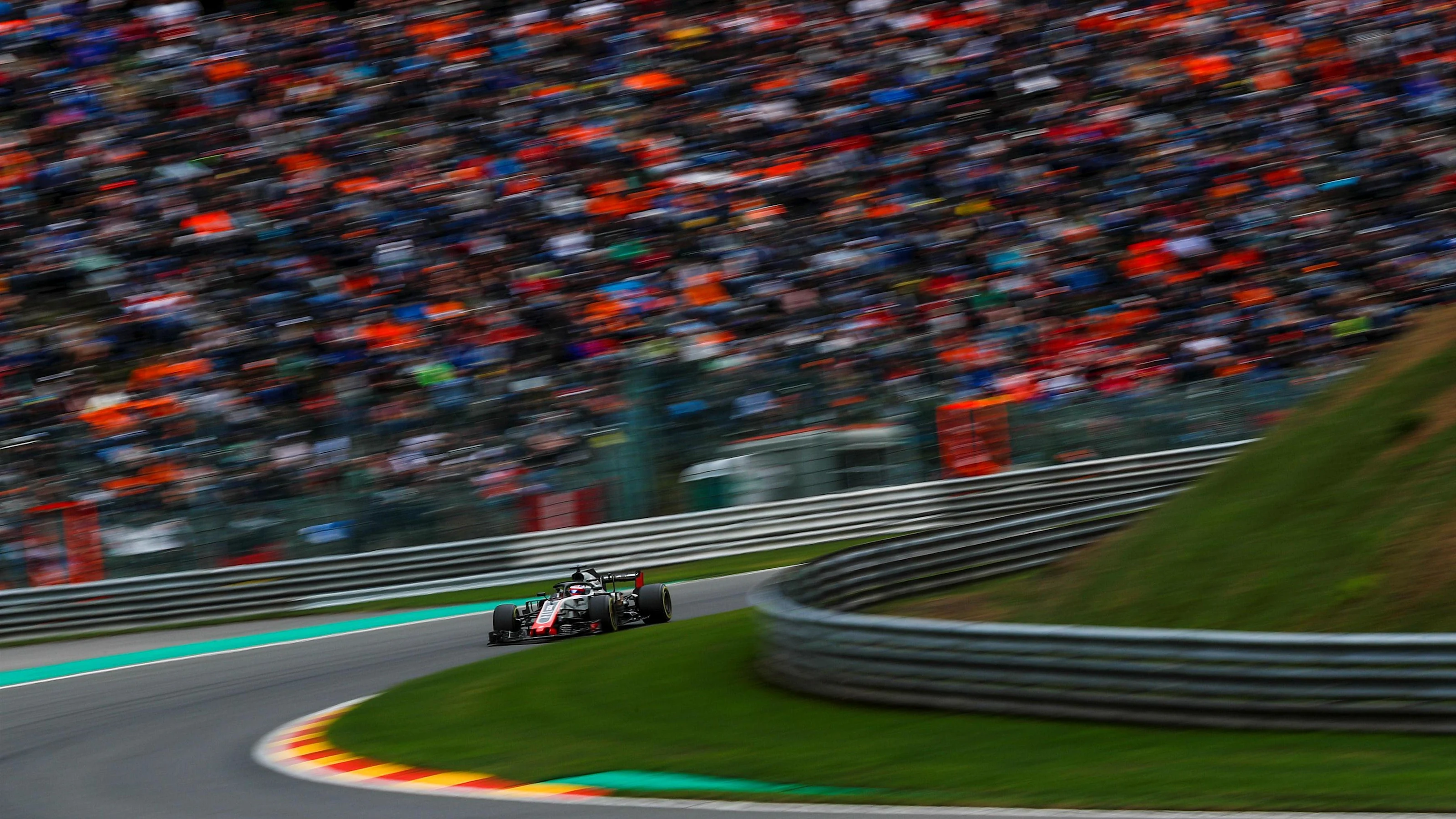 Romain Grosjean, Haas F1 Team VF-18 at Formula One World Championship, Rd13, Belgian Grand Prix,