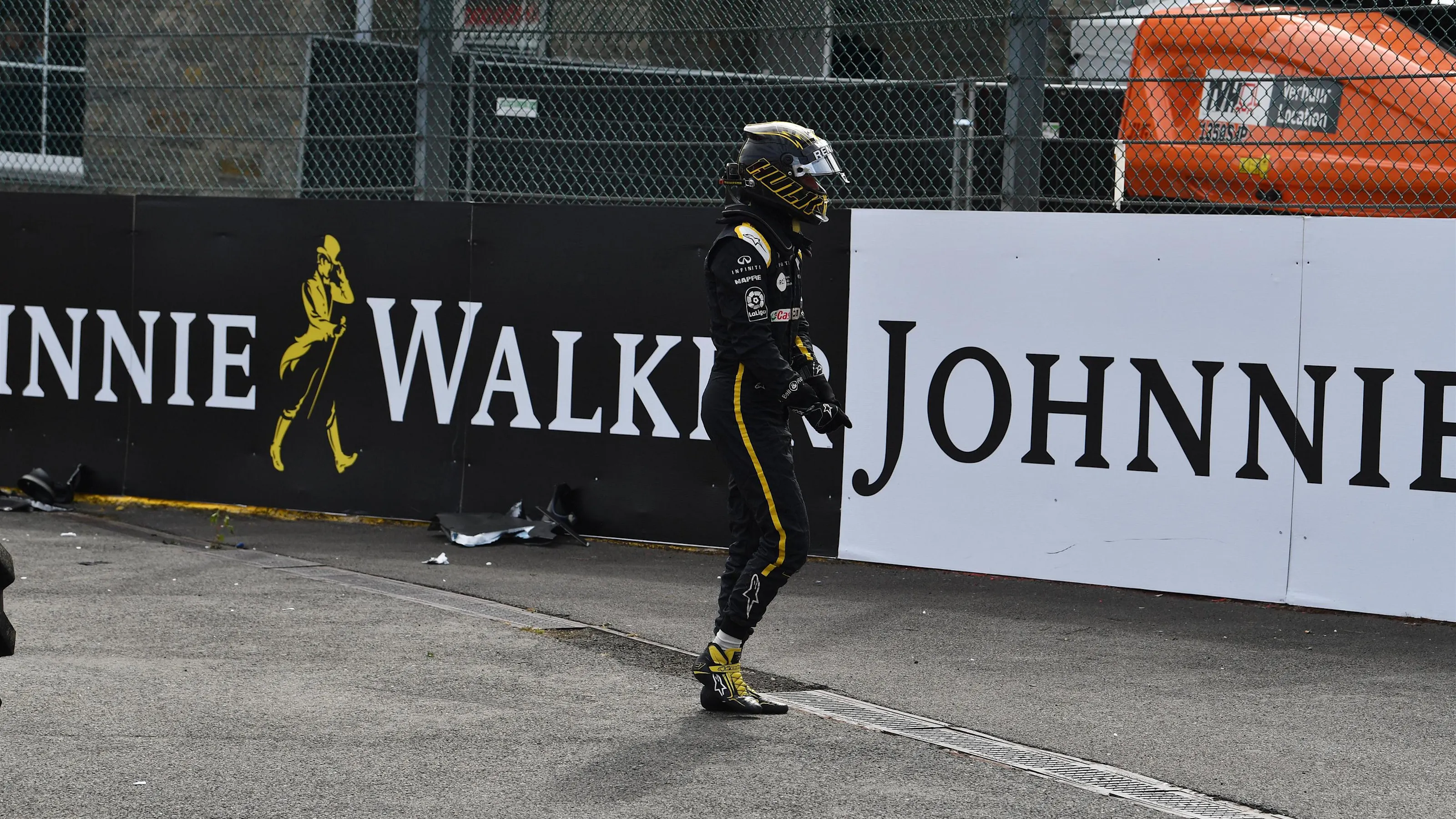 Race retiree Nico Hulkenberg, Renault Sport F1 Team walks in at Formula One World Championship,