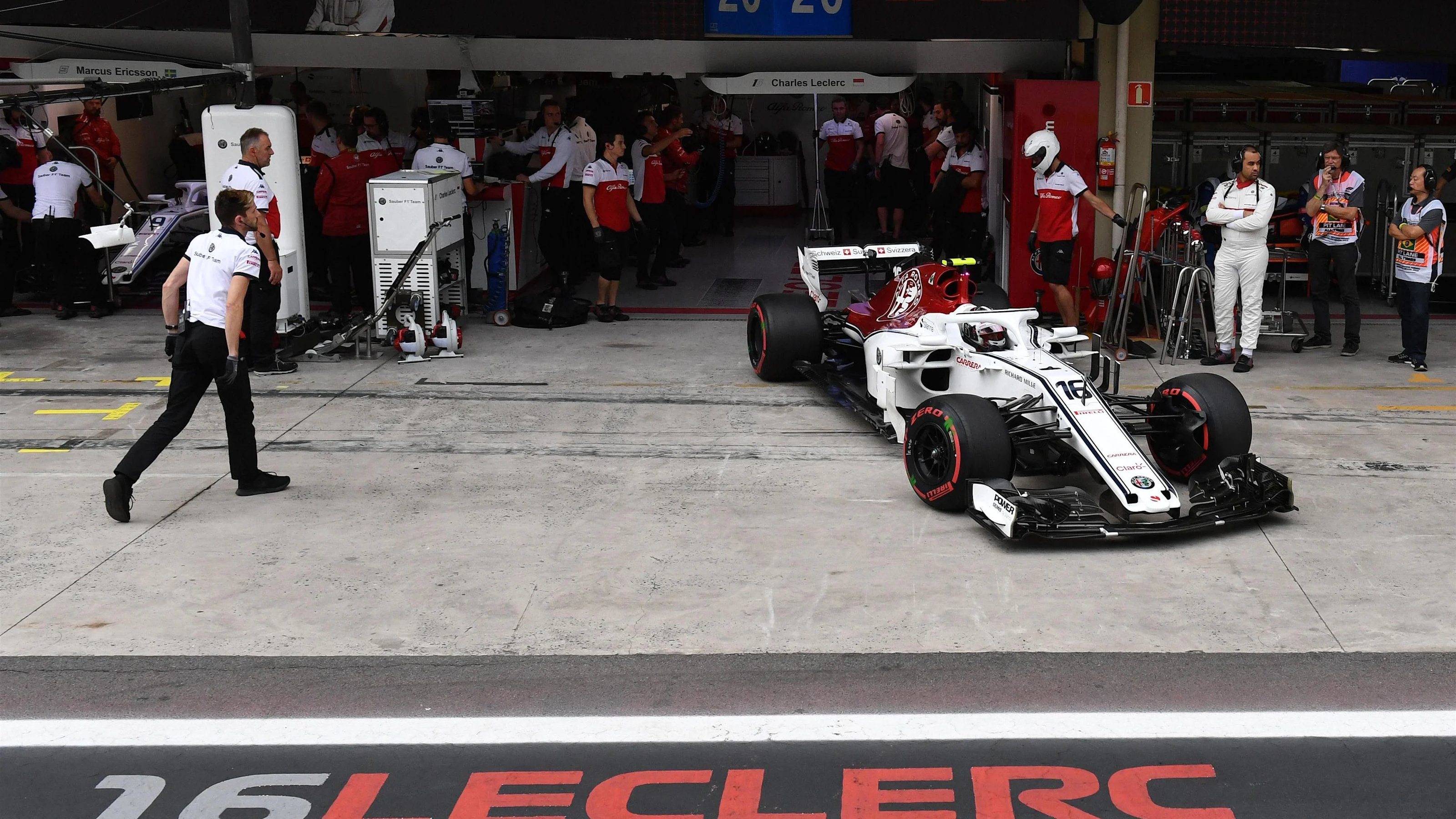 Charles Leclerc, Alfa Romeo Sauber C37 at Formula One World Championship, Rd20, Brazilian Grand