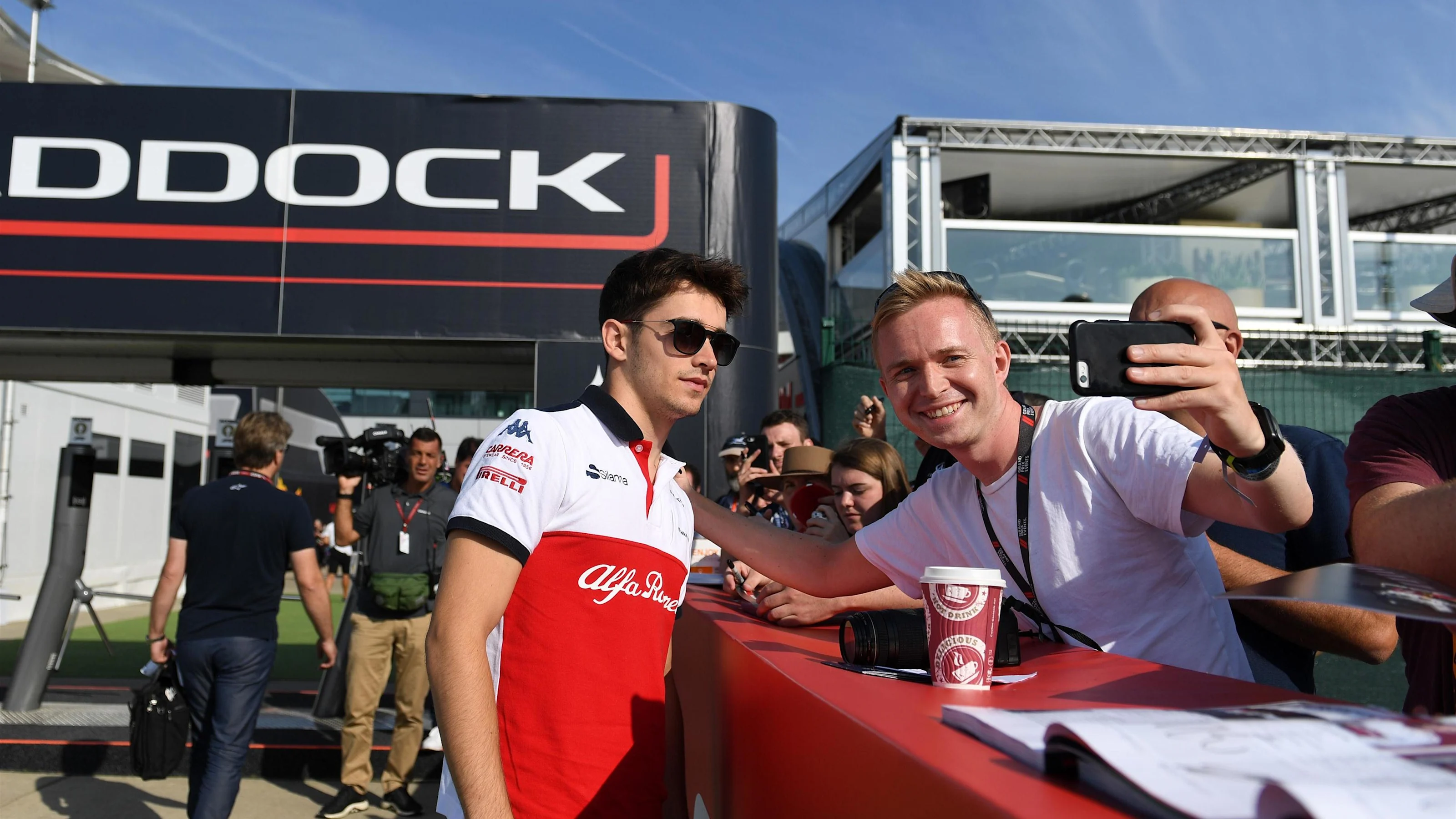 Charles Leclerc (MON) Alfa Romeo Sauber F1 Team fans selfie at Formula One World Championship,