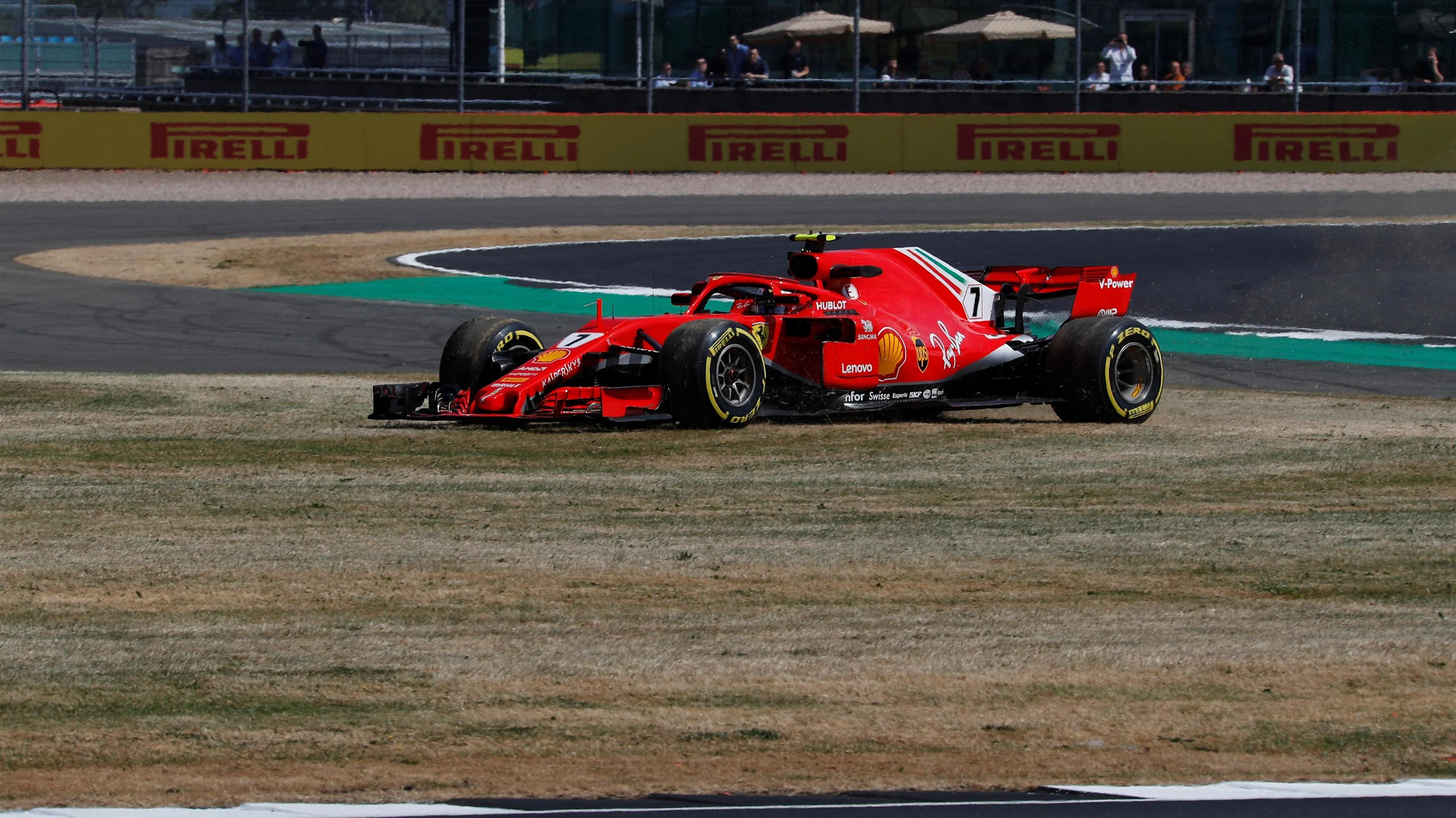 Kimi Raikkonen (FIN) Ferrari SF-71H spins at Formula One World Championship, Rd10, British Grand