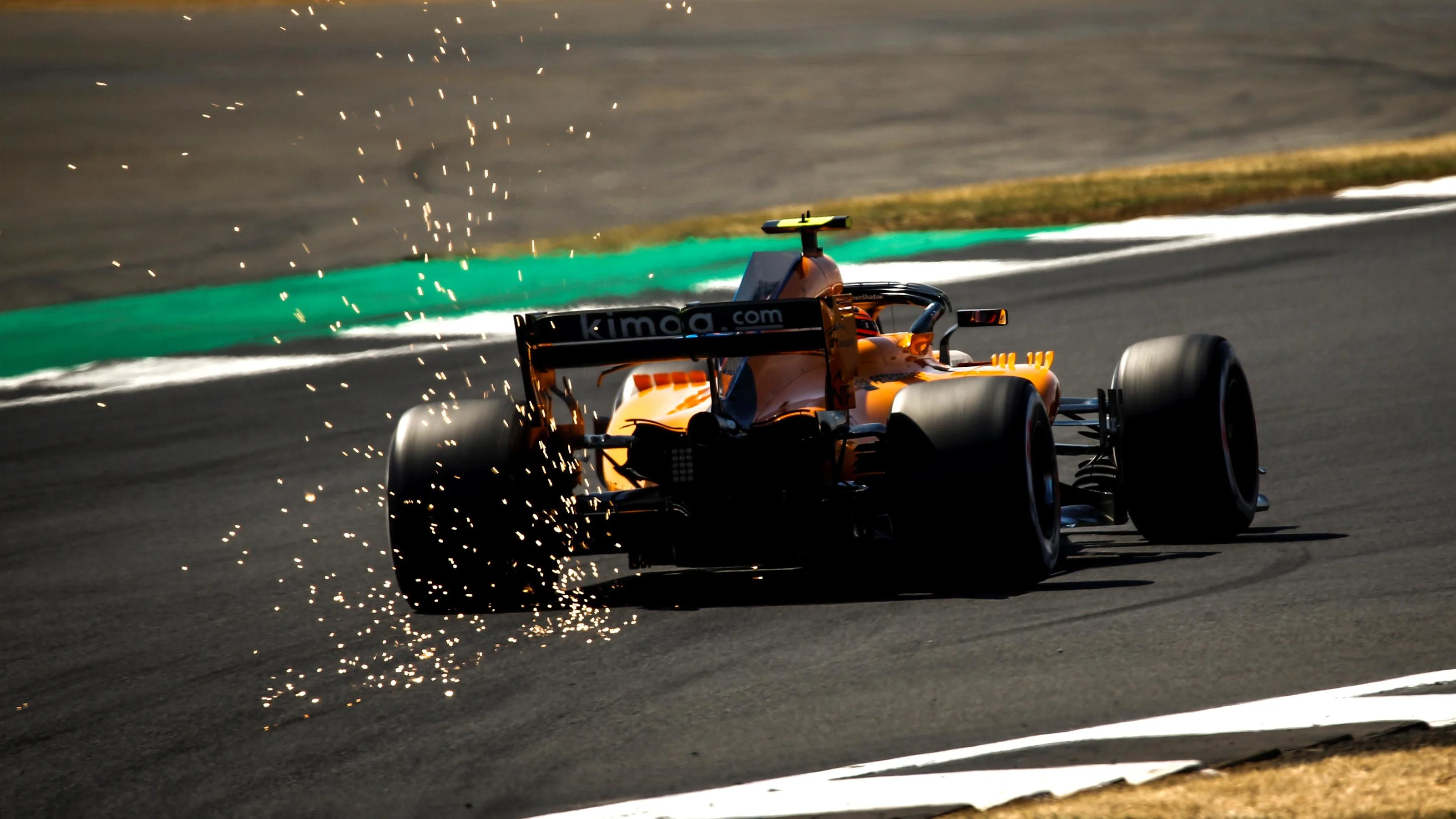 Stoffel Vandoorne (BEL) McLaren MCL33 sparks at Formula One World Championship, Rd10, British Grand