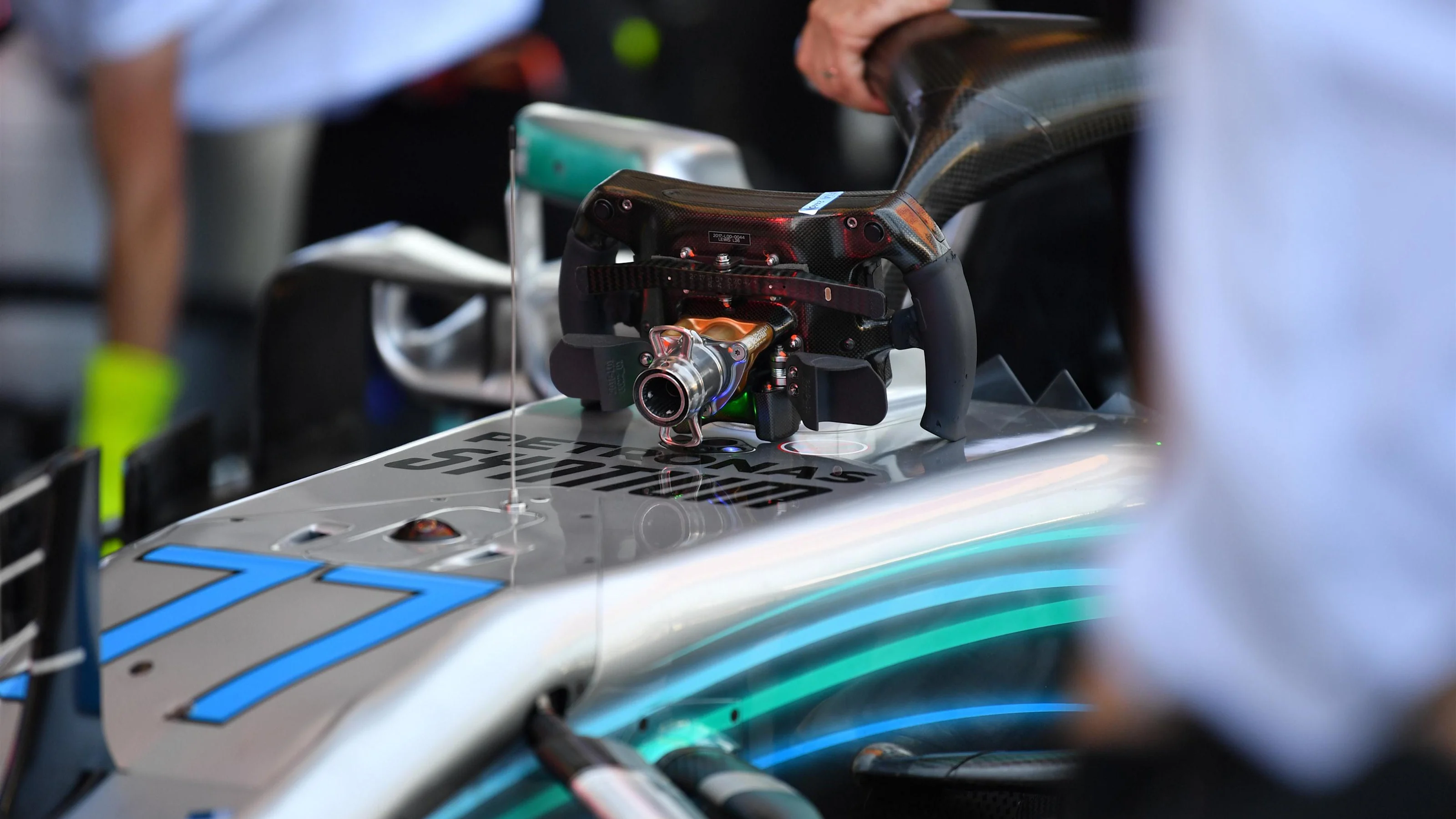 Valtteri Bottas (FIN) Mercedes-AMG F1 W09 EQ Power+ steering wheel at Formula One World