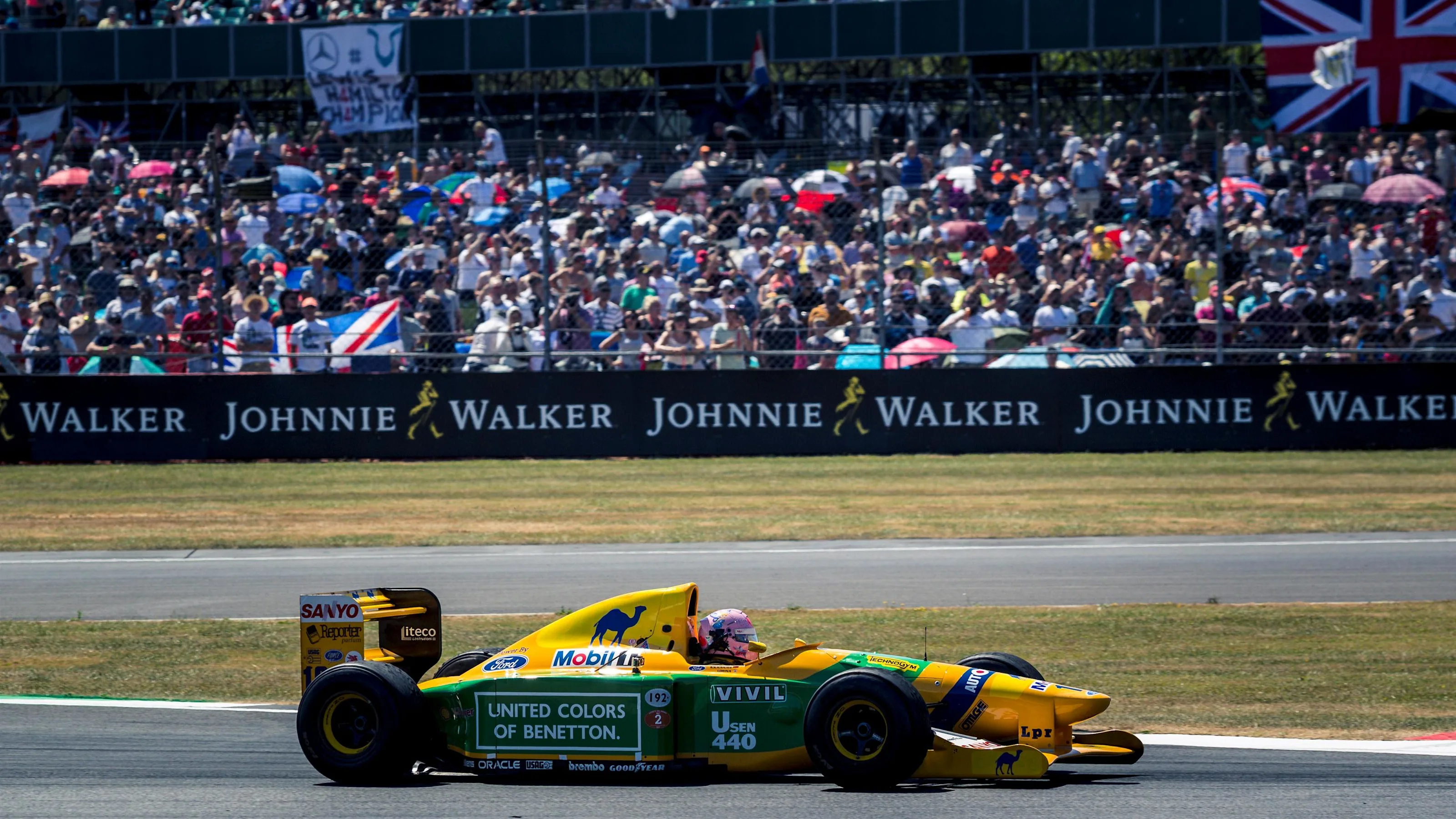 Benetton Ford B193B at Silverstone 70th Anniversary Parade at Formula One World Championship, Rd10,