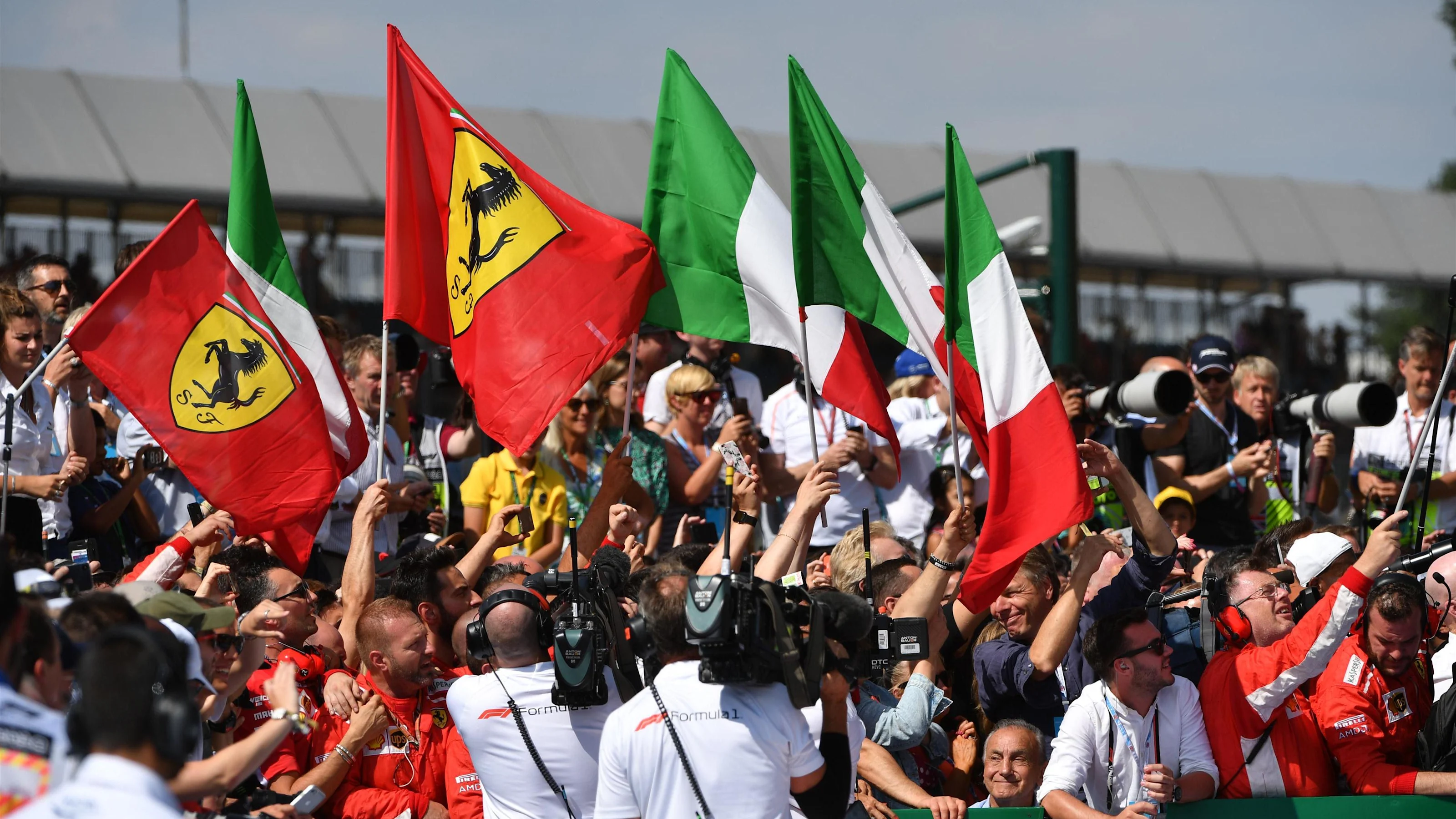 Ferrari celebrate in parc ferme at Formula One World Championship, Rd10, British Grand Prix, Race,