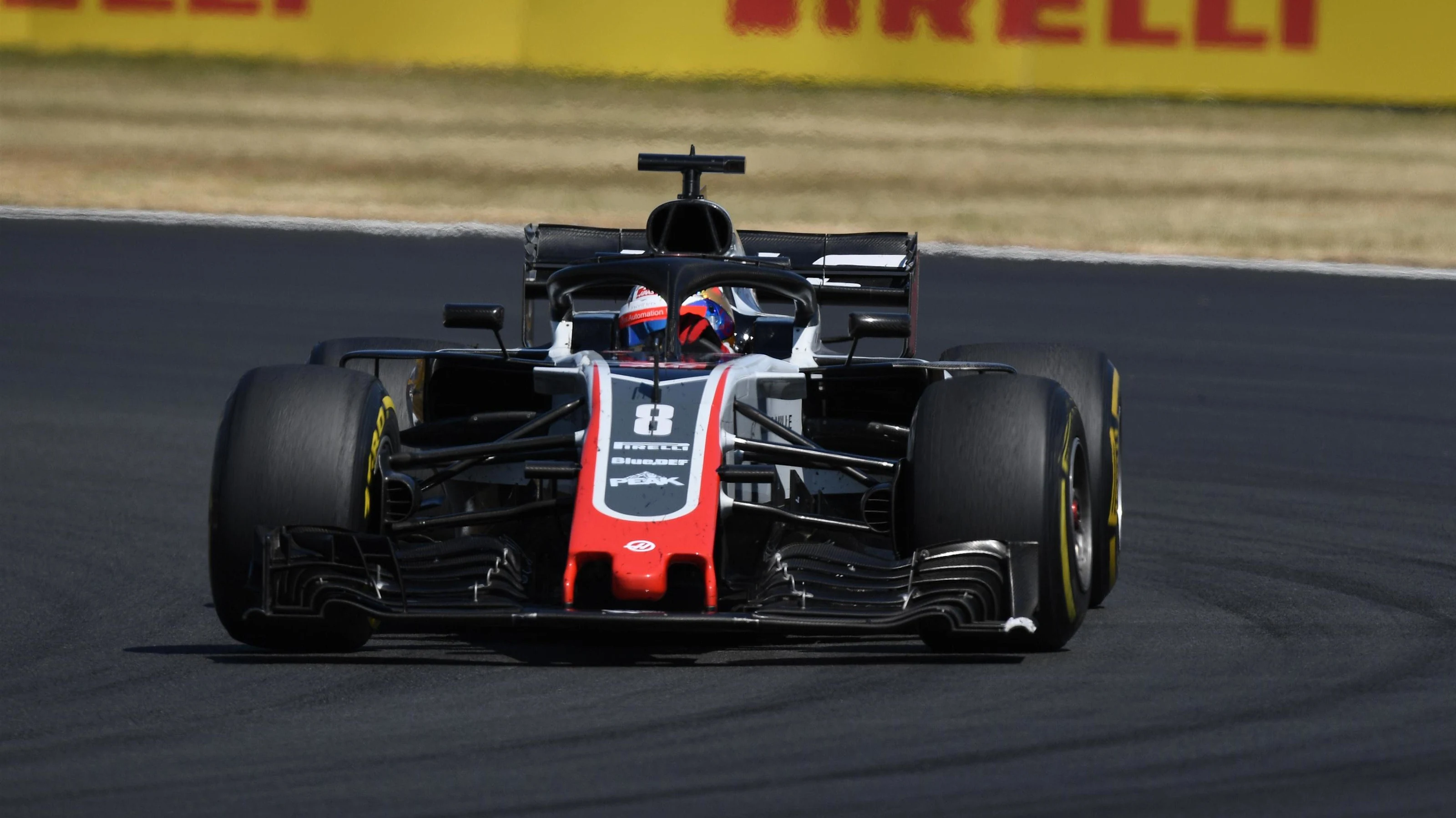 Romain Grosjean (FRA) Haas VF-18 at Formula One World Championship, Rd10, British Grand Prix, Race,