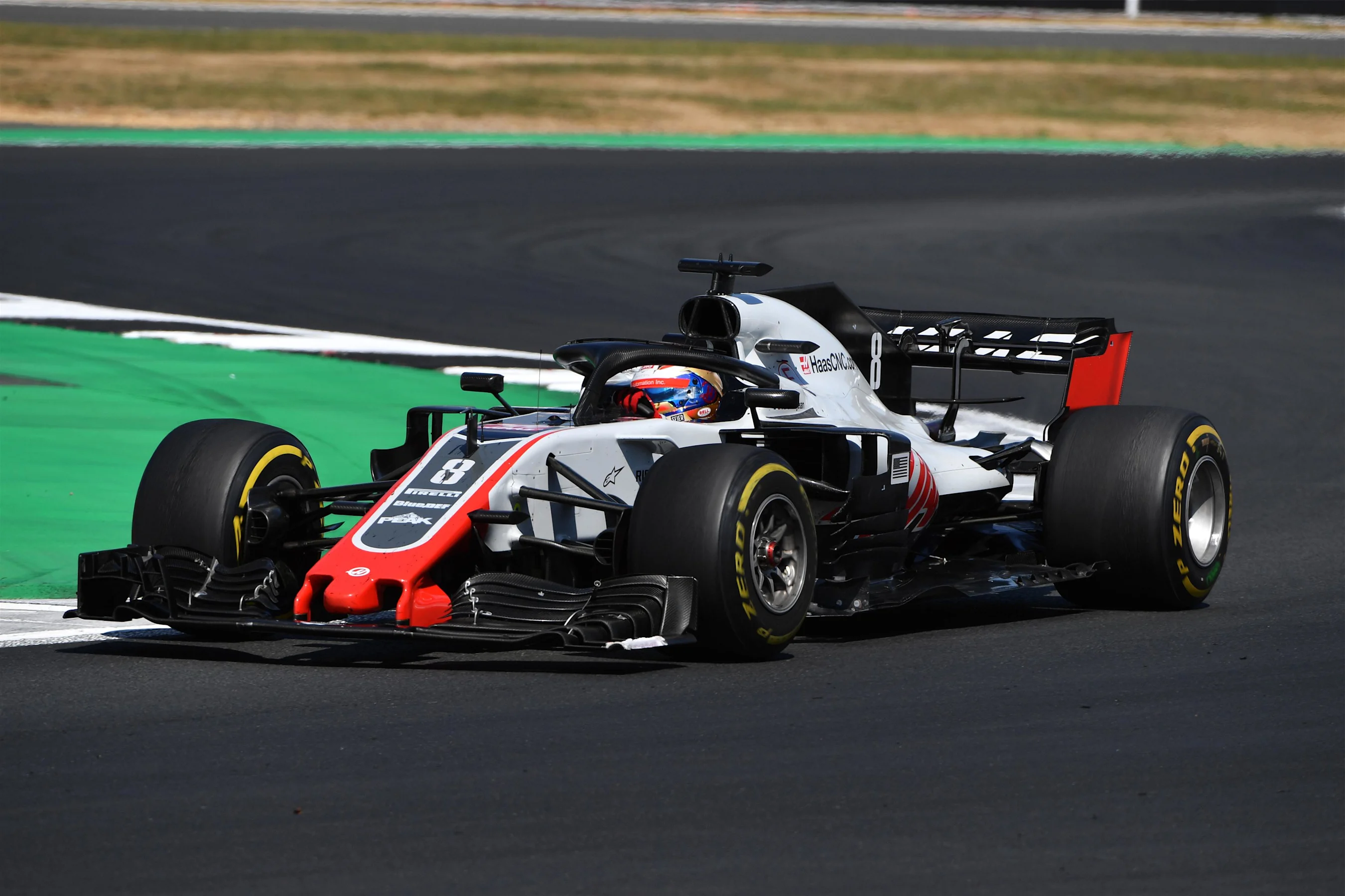 Romain Grosjean (FRA) Haas VF-18 at Formula One World Championship, Rd10, British Grand Prix, Race,