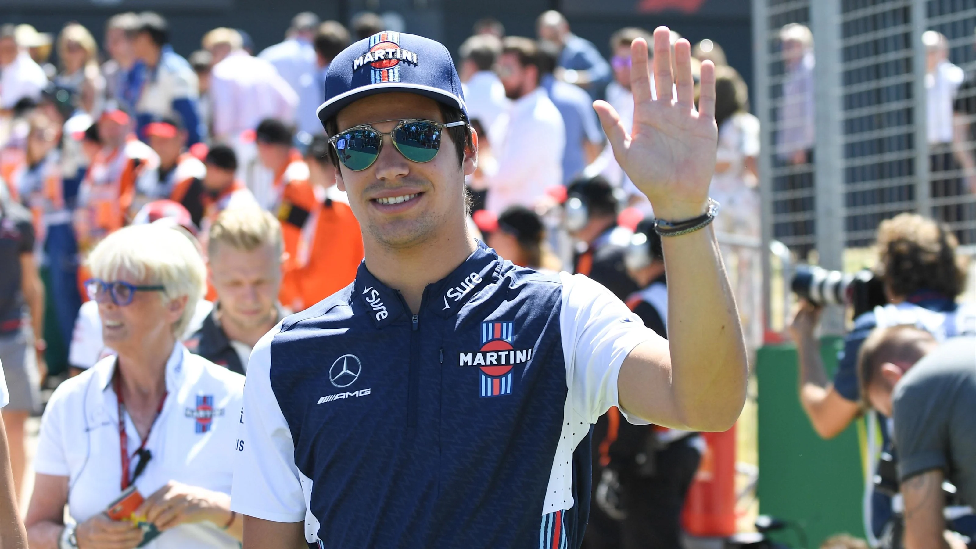 Lance Stroll (CDN) Williams on the drivers parade at Formula One World Championship, Rd10, British