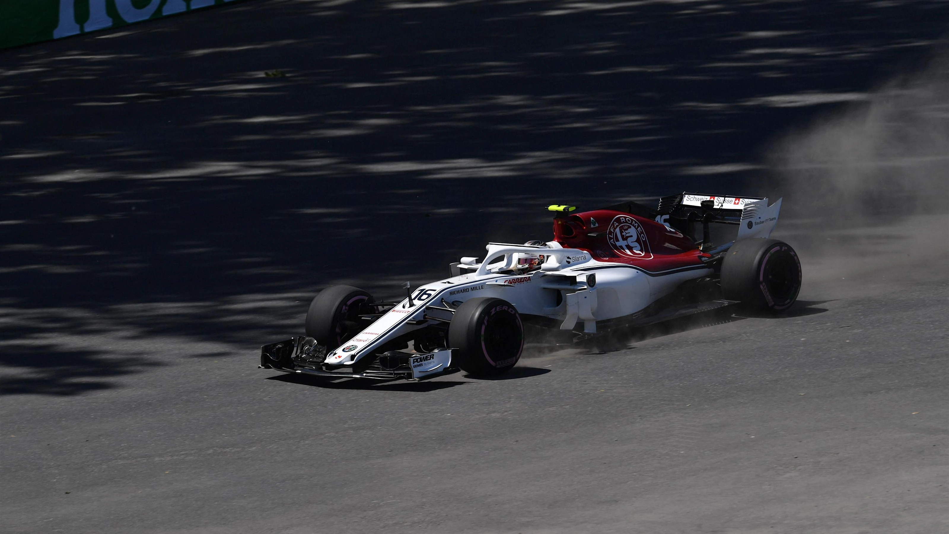 Charles Leclerc (MON) Alfa Romeo Sauber C37 runs wide at Formula One World Championship, Rd7,