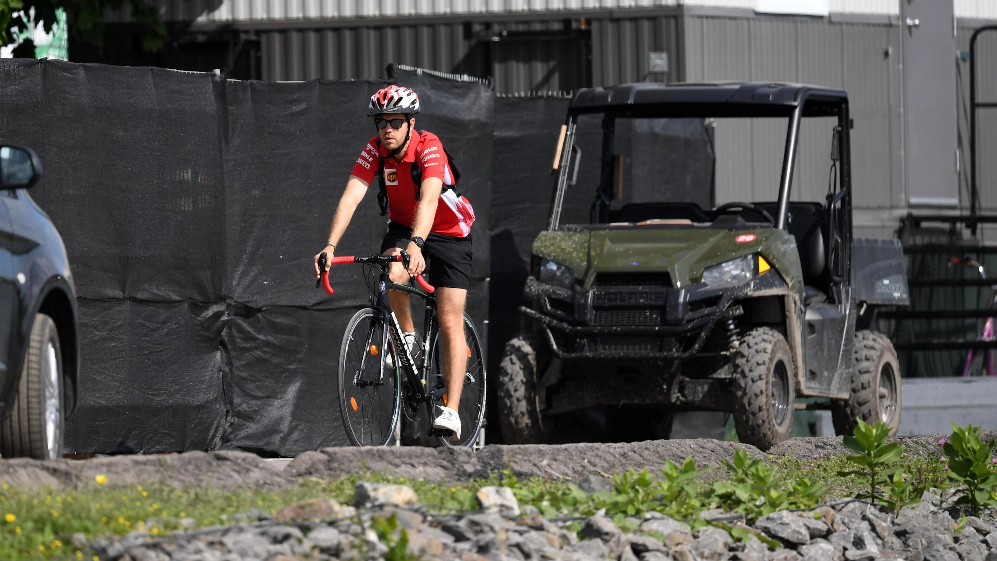 Sebastian Vettel (GER) Ferrari on a bike at Formula One World Championship, Rd7, Canadian Grand
