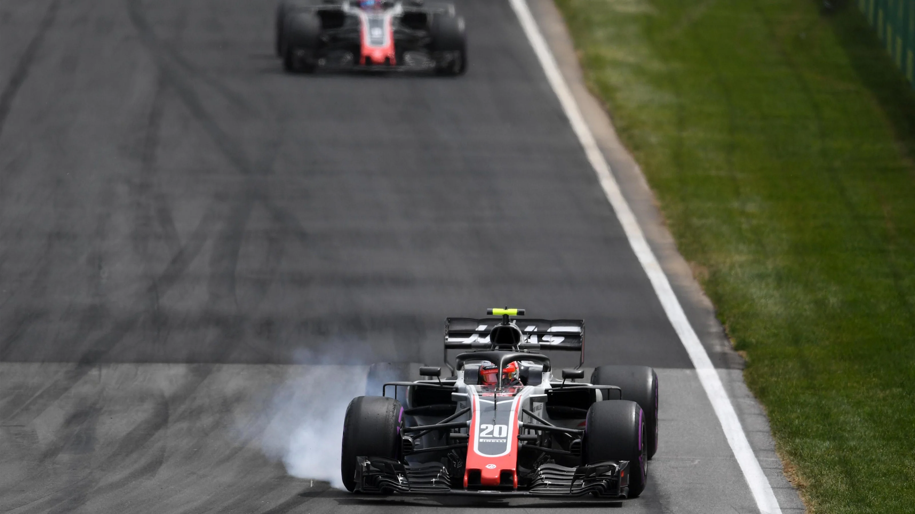 Kevin Magnussen (DEN) Haas VF-18 locks up at Formula One World Championship, Rd7, Canadian Grand