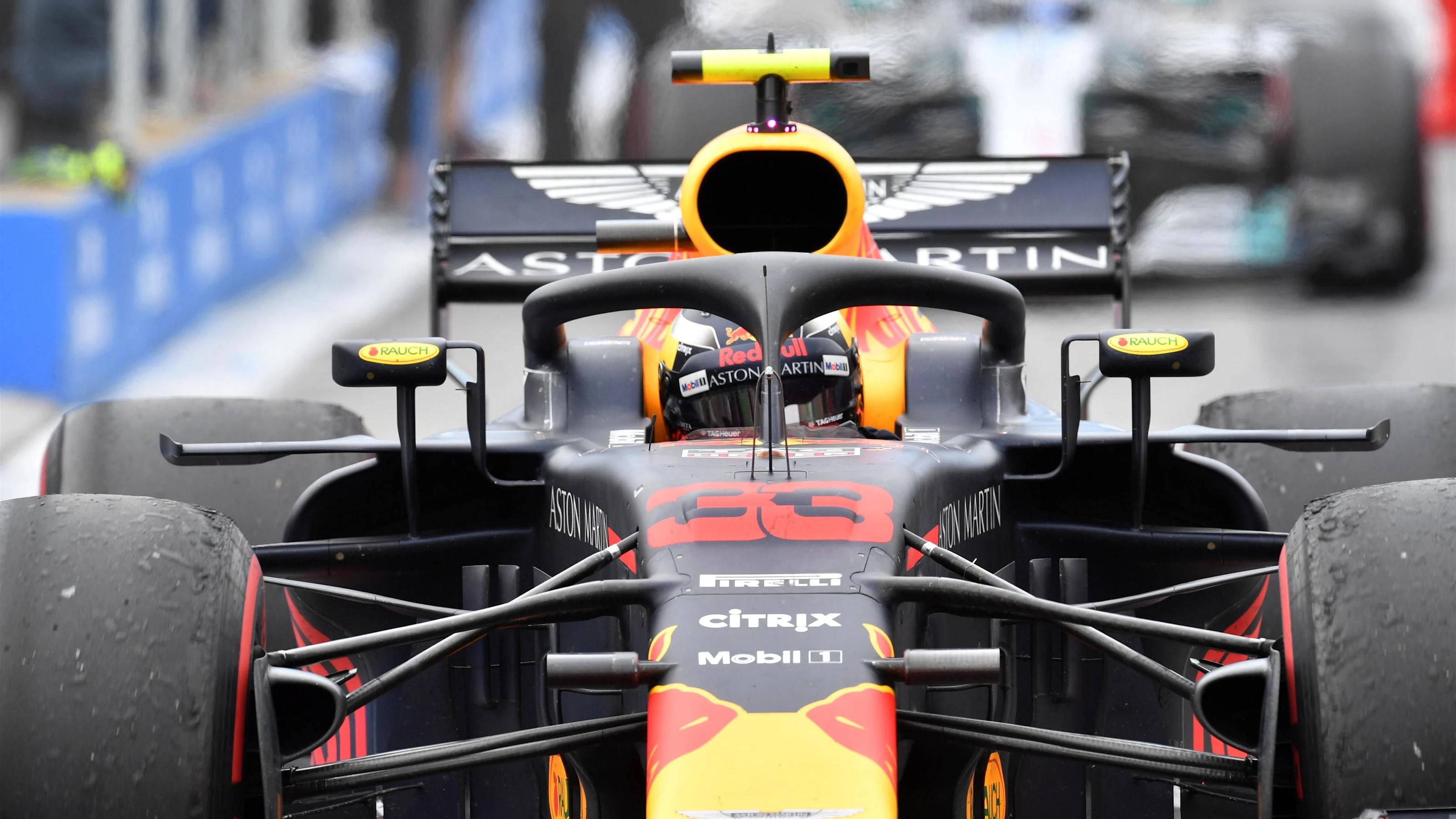 Max Verstappen (NED) Red Bull Racing RB14 arrives in parc ferme at Formula One World Championship,