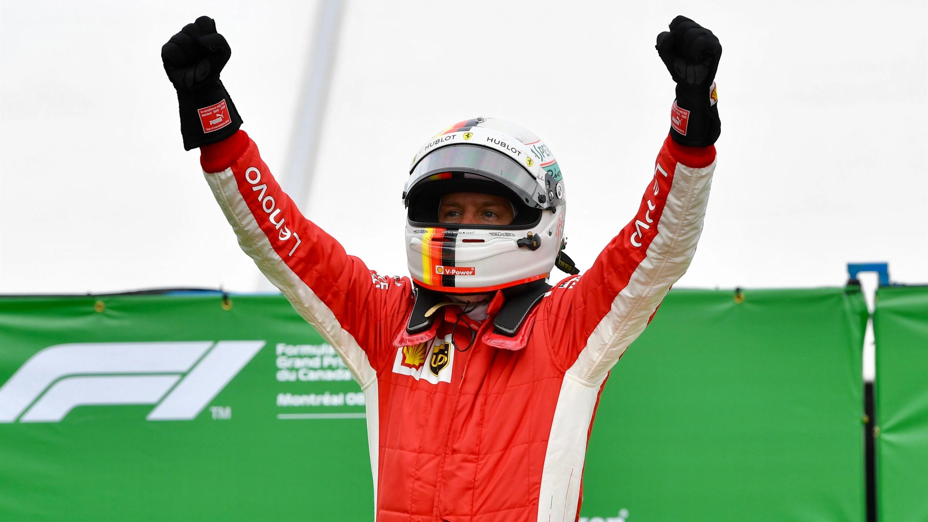 Race winner Sebastian Vettel (GER) Ferrari celebrates in parc ferme at Formula One World