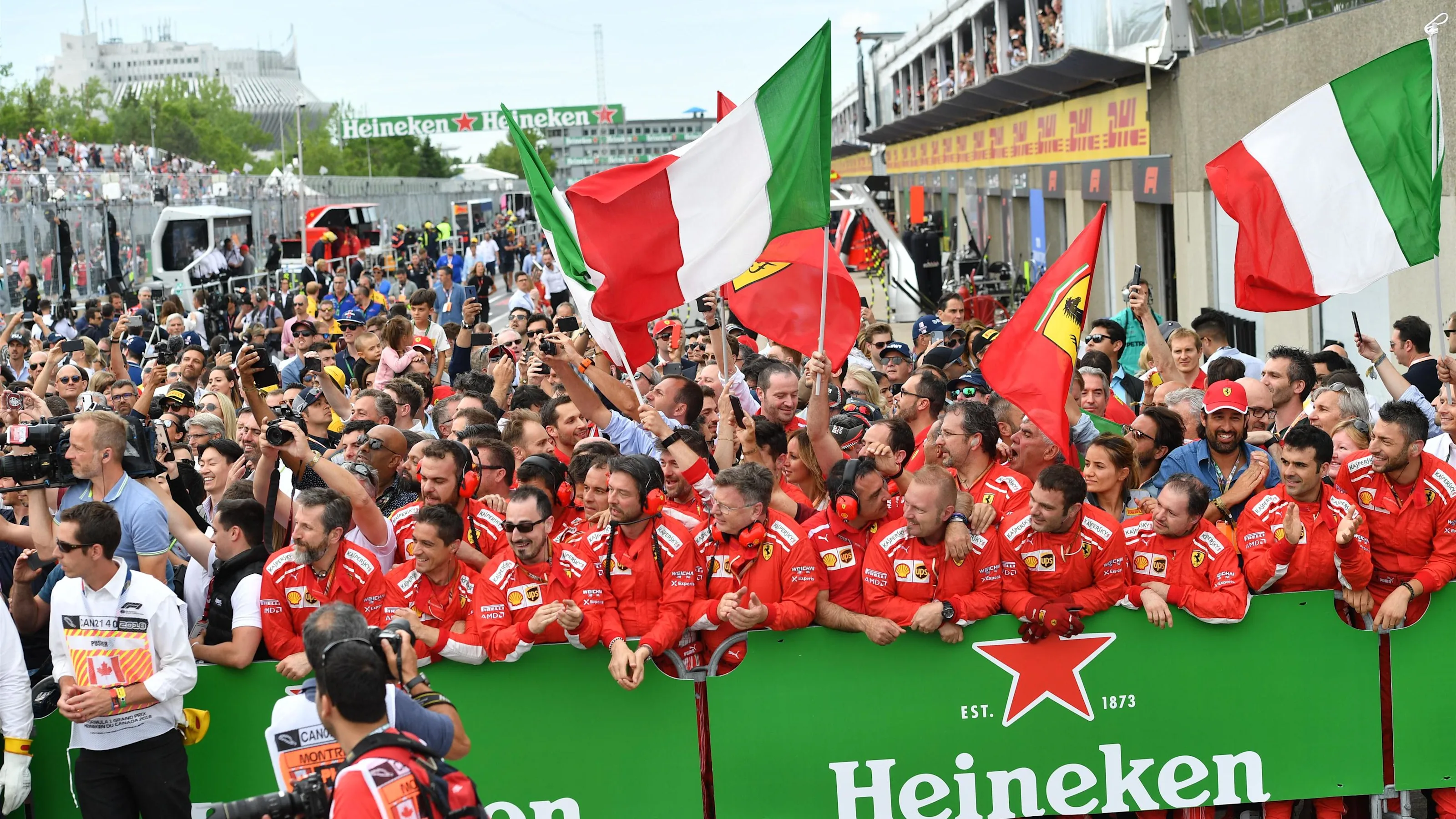 Race winner Sebastian Vettel (GER) Ferrari celebrates in parc ferme at Formula One World