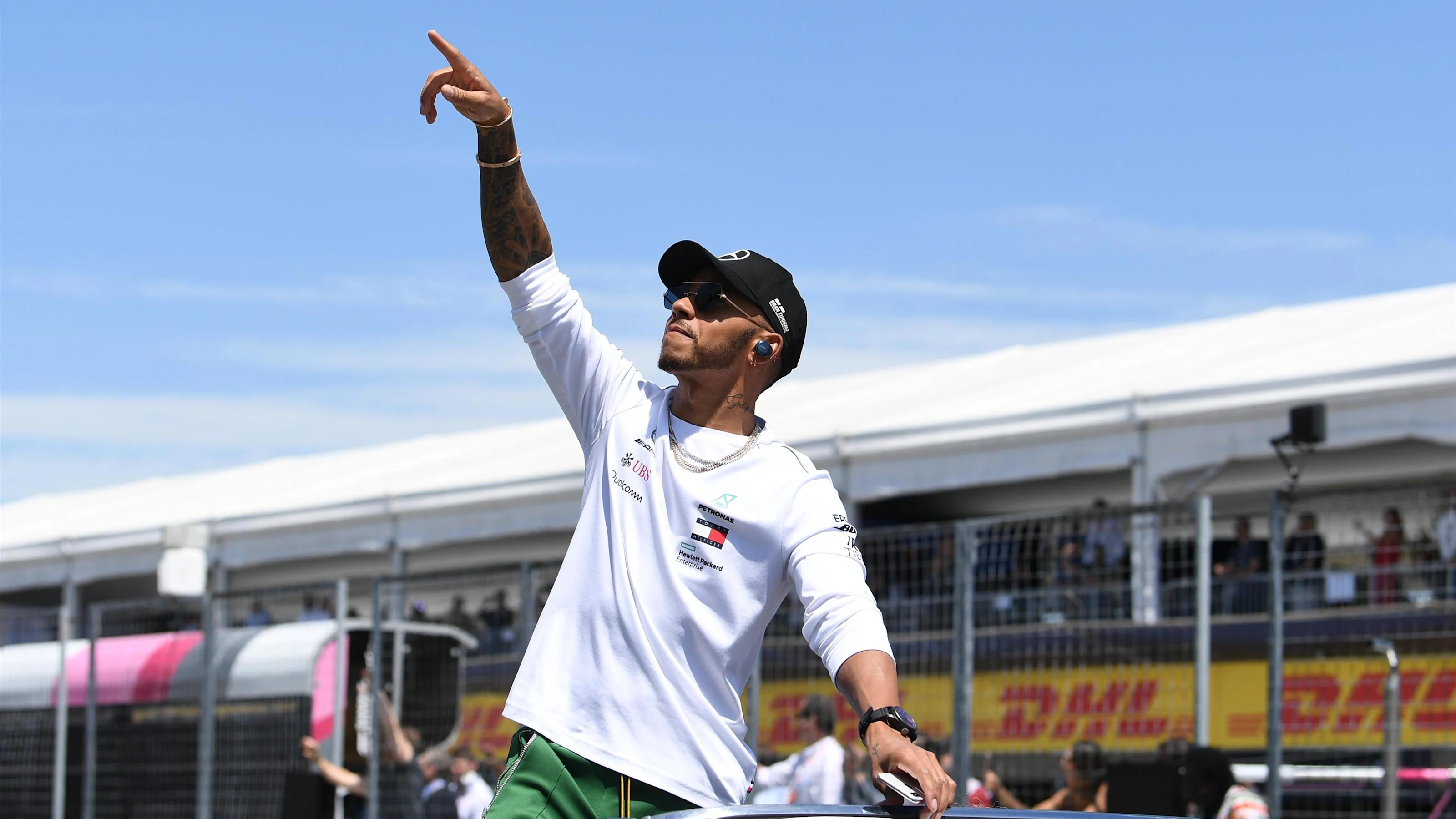 Lewis Hamilton (GBR) Mercedes-AMG F1 on the drivers parade at Formula One World Championship, Rd7,