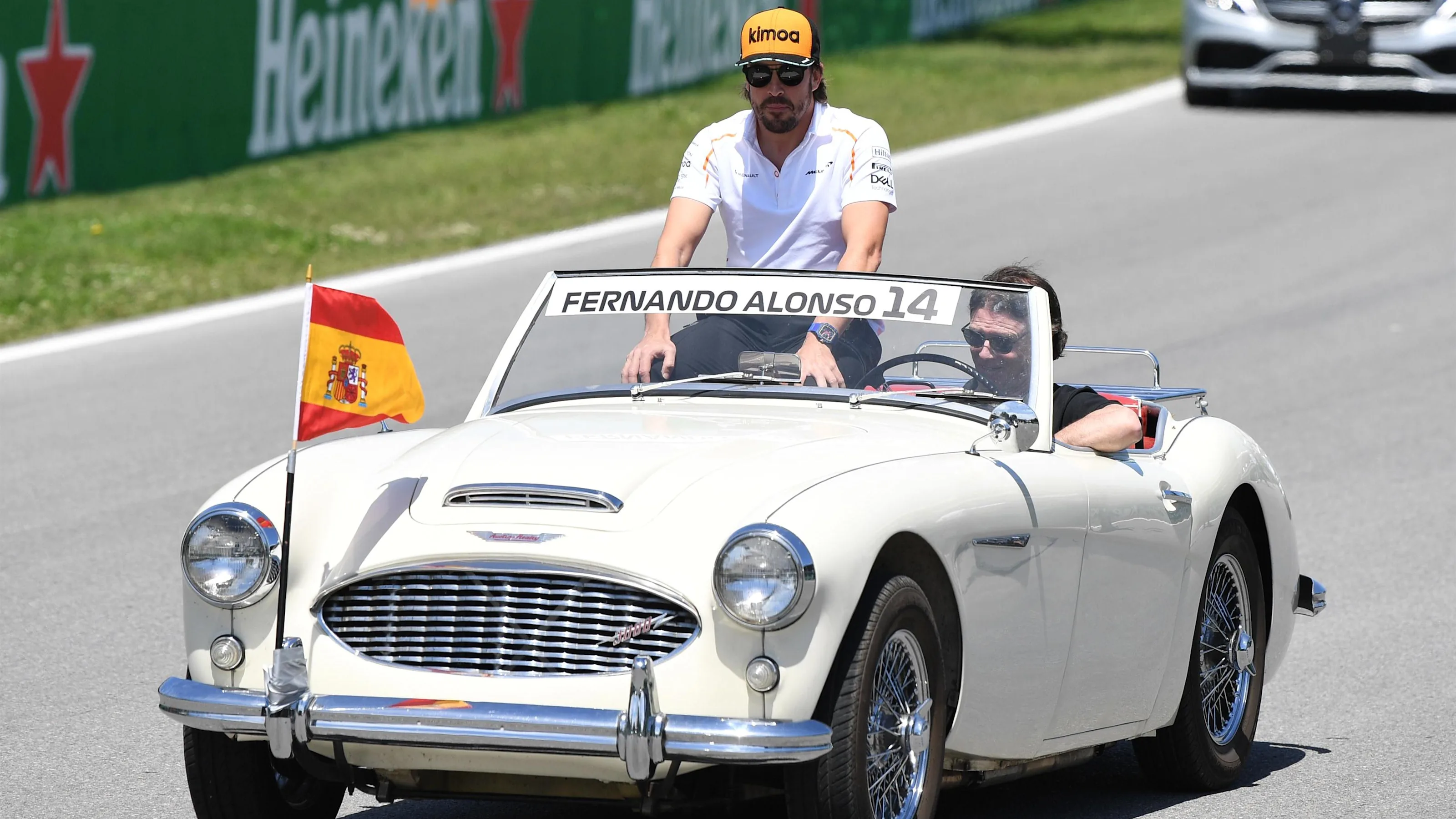 Fernando Alonso (ESP) McLaren on the drivers parade at Formula One World Championship, Rd7,