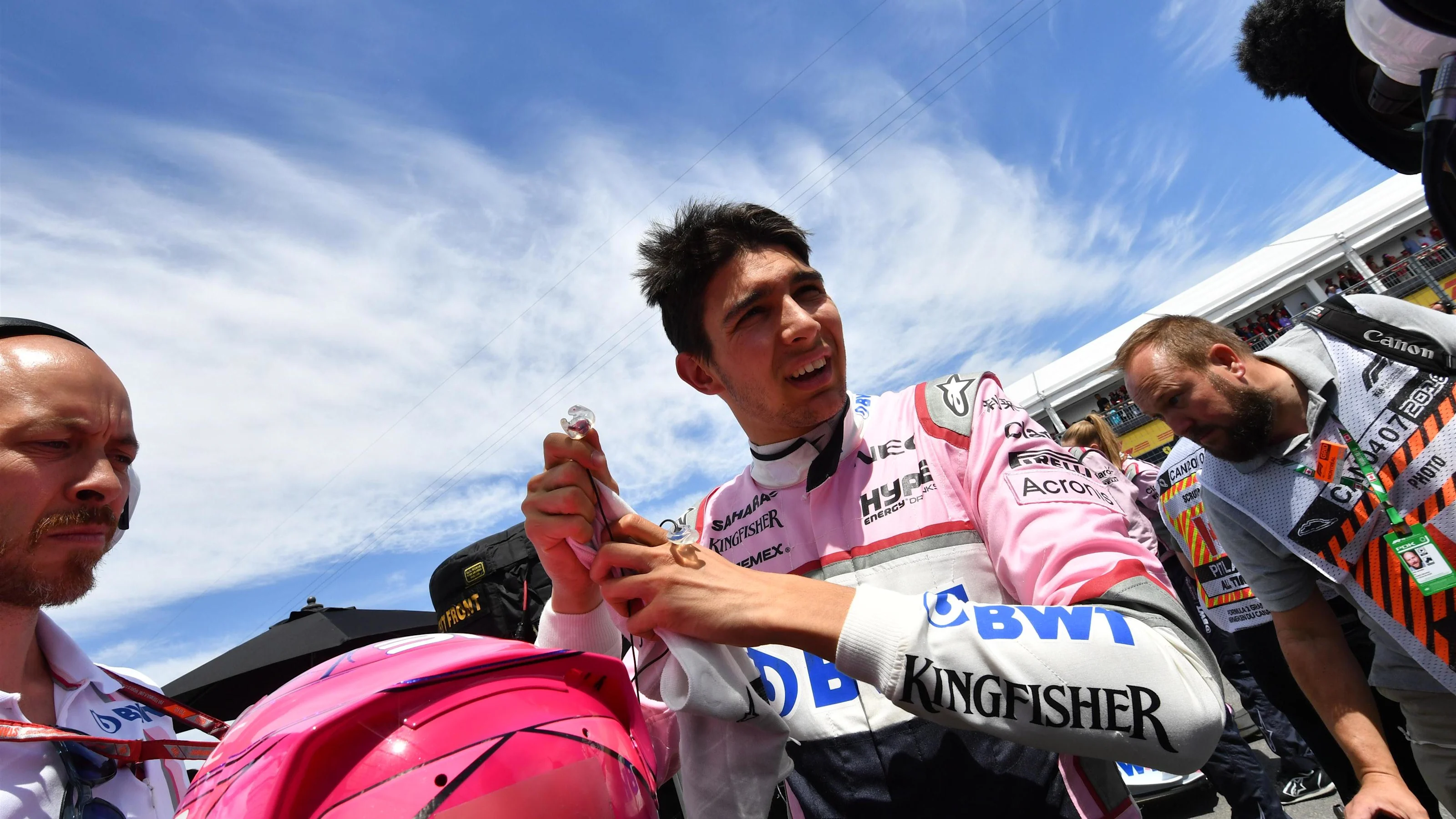 Esteban Ocon (FRA) Force India F1 on the grid at Formula One World Championship, Rd7, Canadian