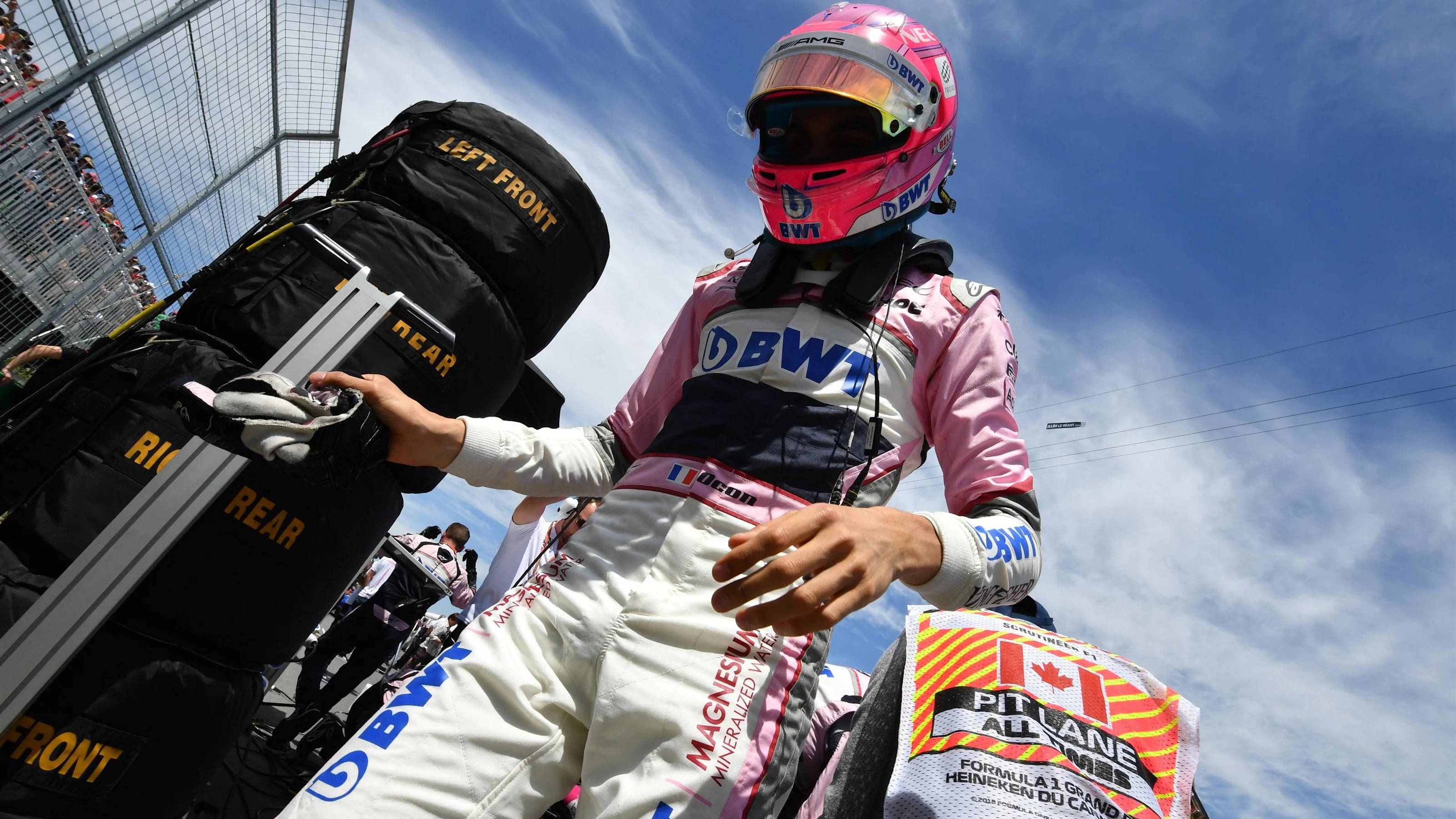 Esteban Ocon (FRA) Force India F1 on the grid at Formula One World Championship, Rd7, Canadian