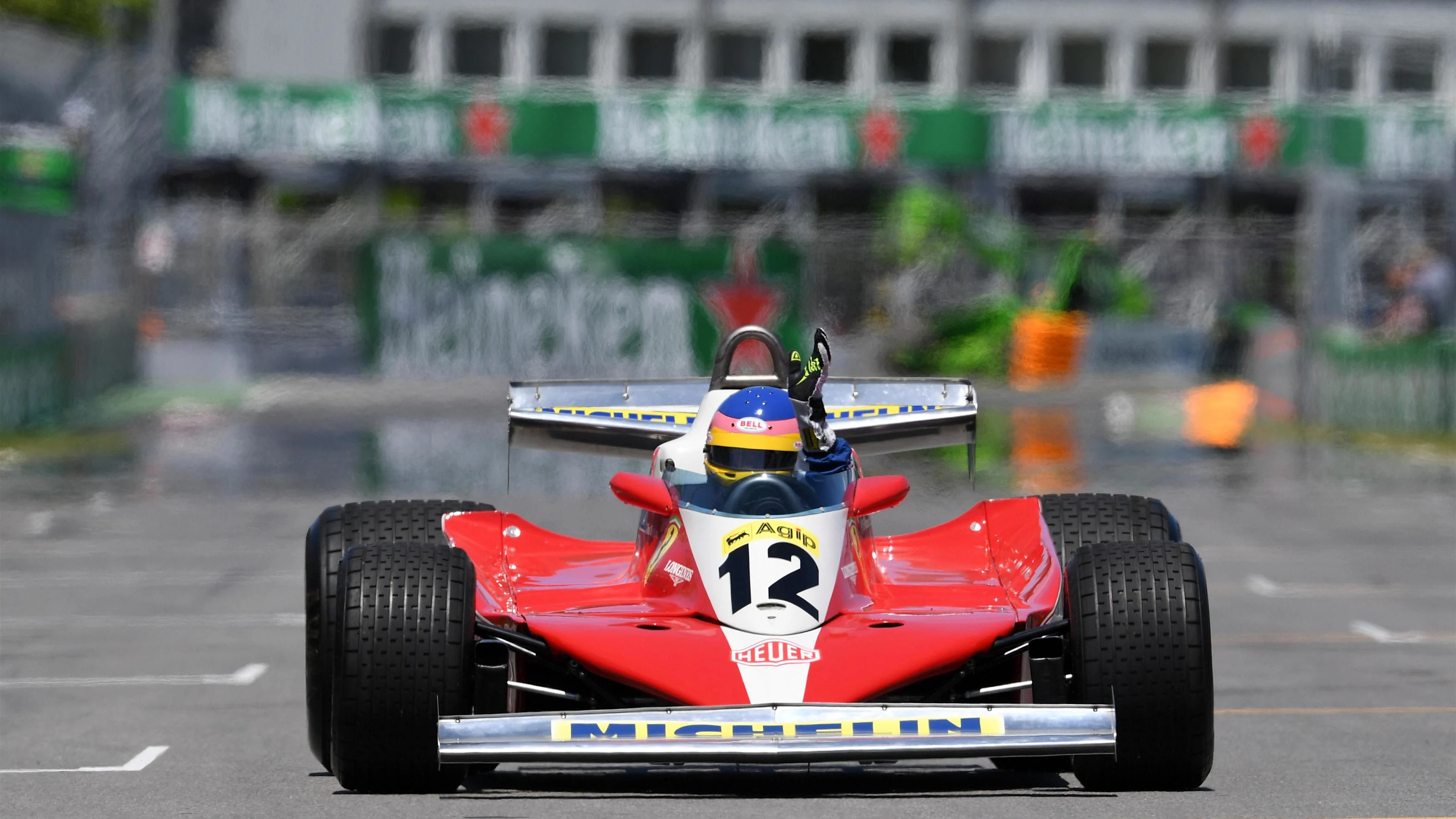 Jacques Villeneuve (CDN) Sky Italia drives his Fathers 1978 Canadian GP winning Ferrari 312T3 at
