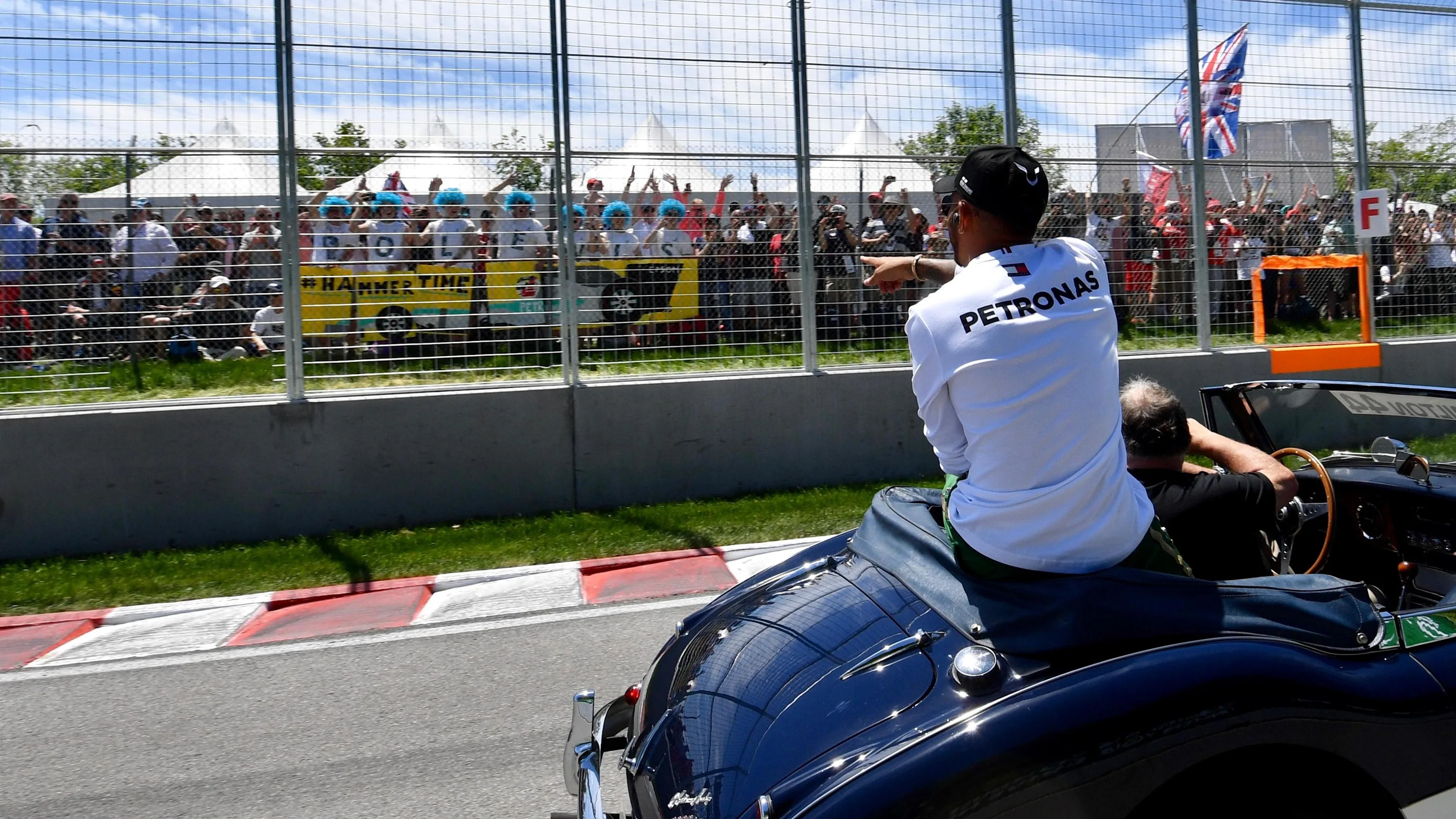 Lewis Hamilton (GBR) Mercedes-AMG F1 on the drivers parade at Formula One World Championship, Rd7,