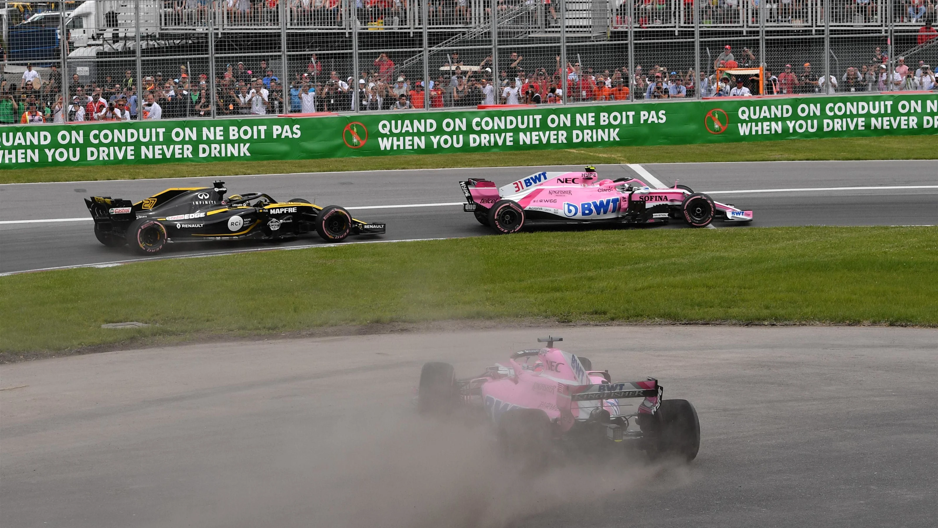 Sergio Perez (MEX) Force India VJM11 spins at Formula One World Championship, Rd7, Canadian Grand