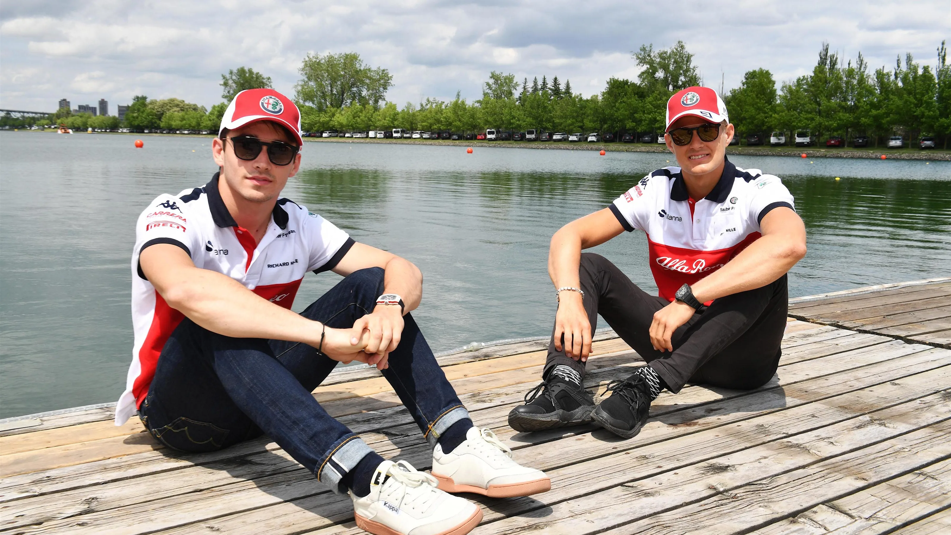 Charles Leclerc (MON) Alfa Romeo Sauber F1 Team and Marcus Ericsson (SWE) Alfa Romeo Sauber F1 Team