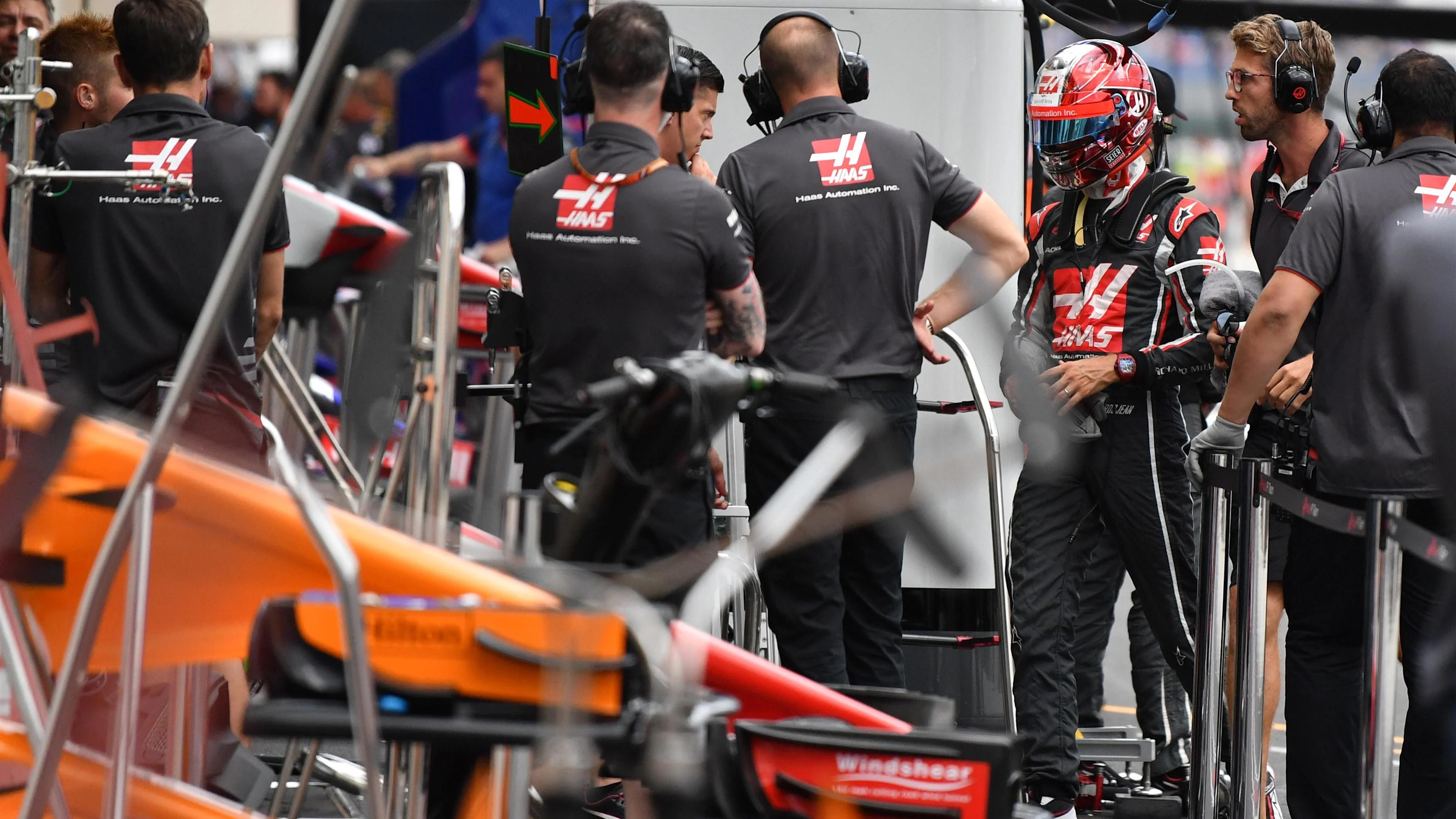 Romain Grosjean (FRA) Haas F1 after his crash in Q3 at Formula One World Championship, Rd8, French