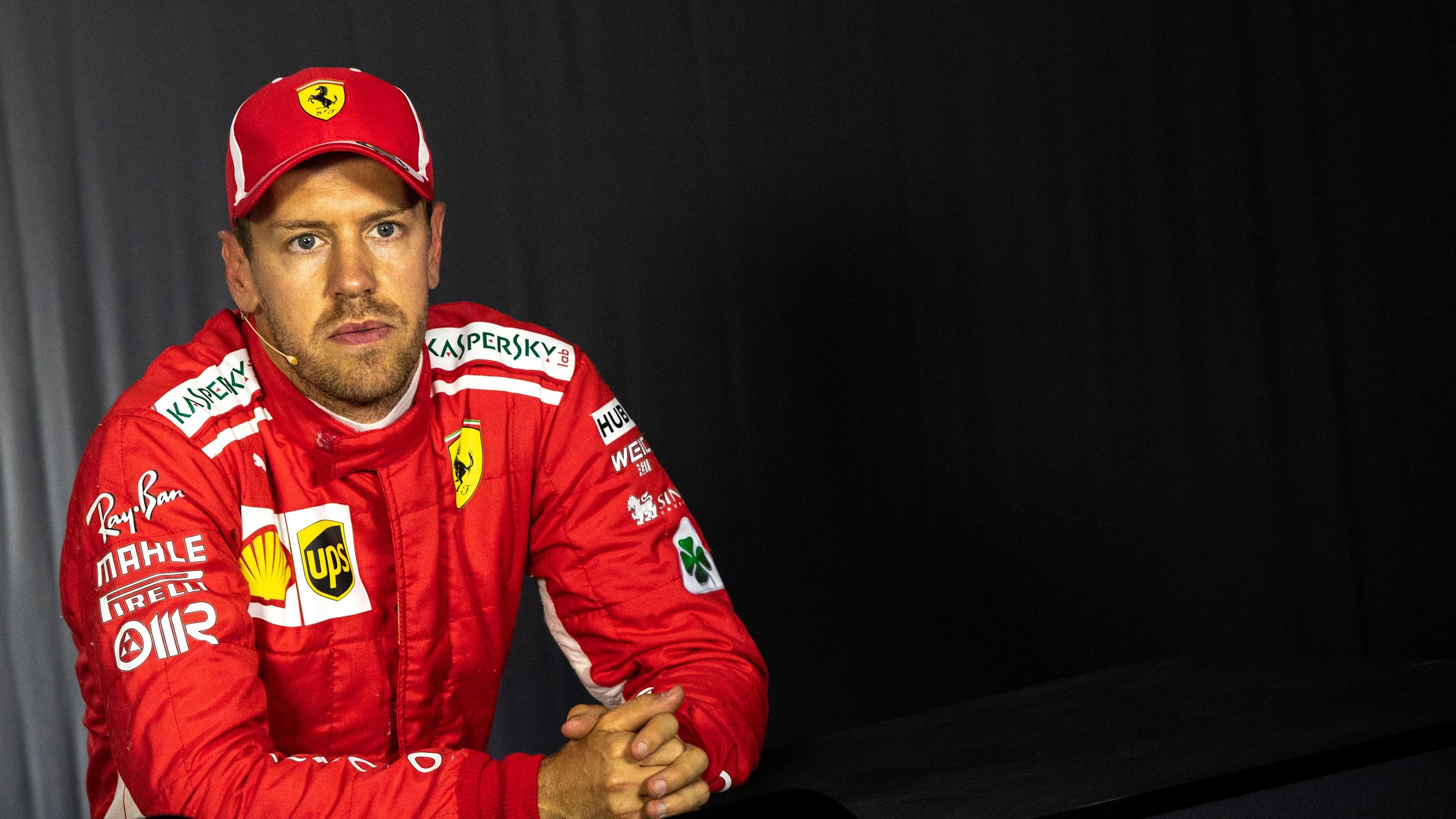 Sebastian Vettel (GER) Ferrari in the Press Conference at Formula One World Championship, Rd8,