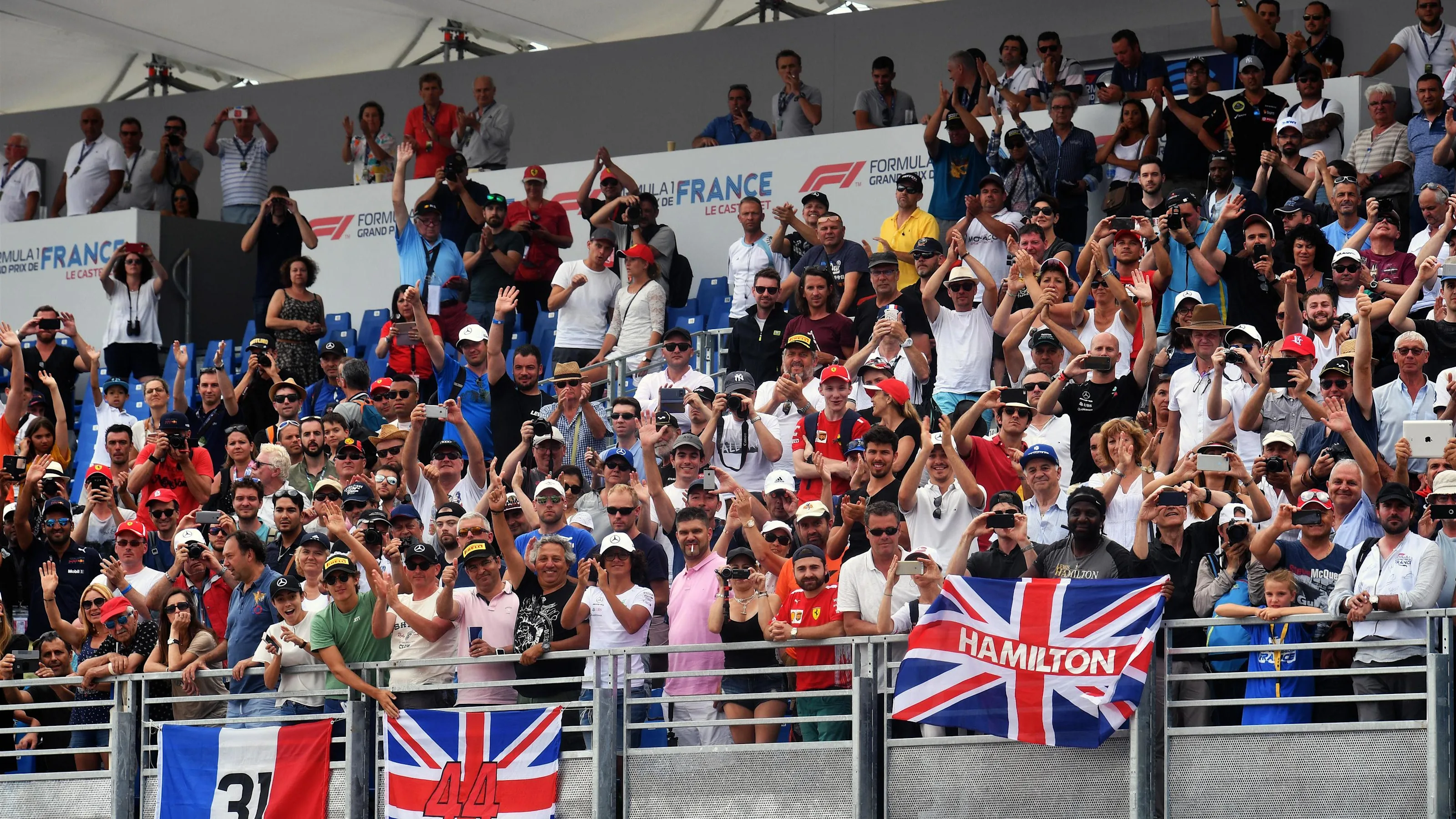 Fans at Formula One World Championship, Rd8, French Grand Prix, Qualifying, Paul Ricard, France,