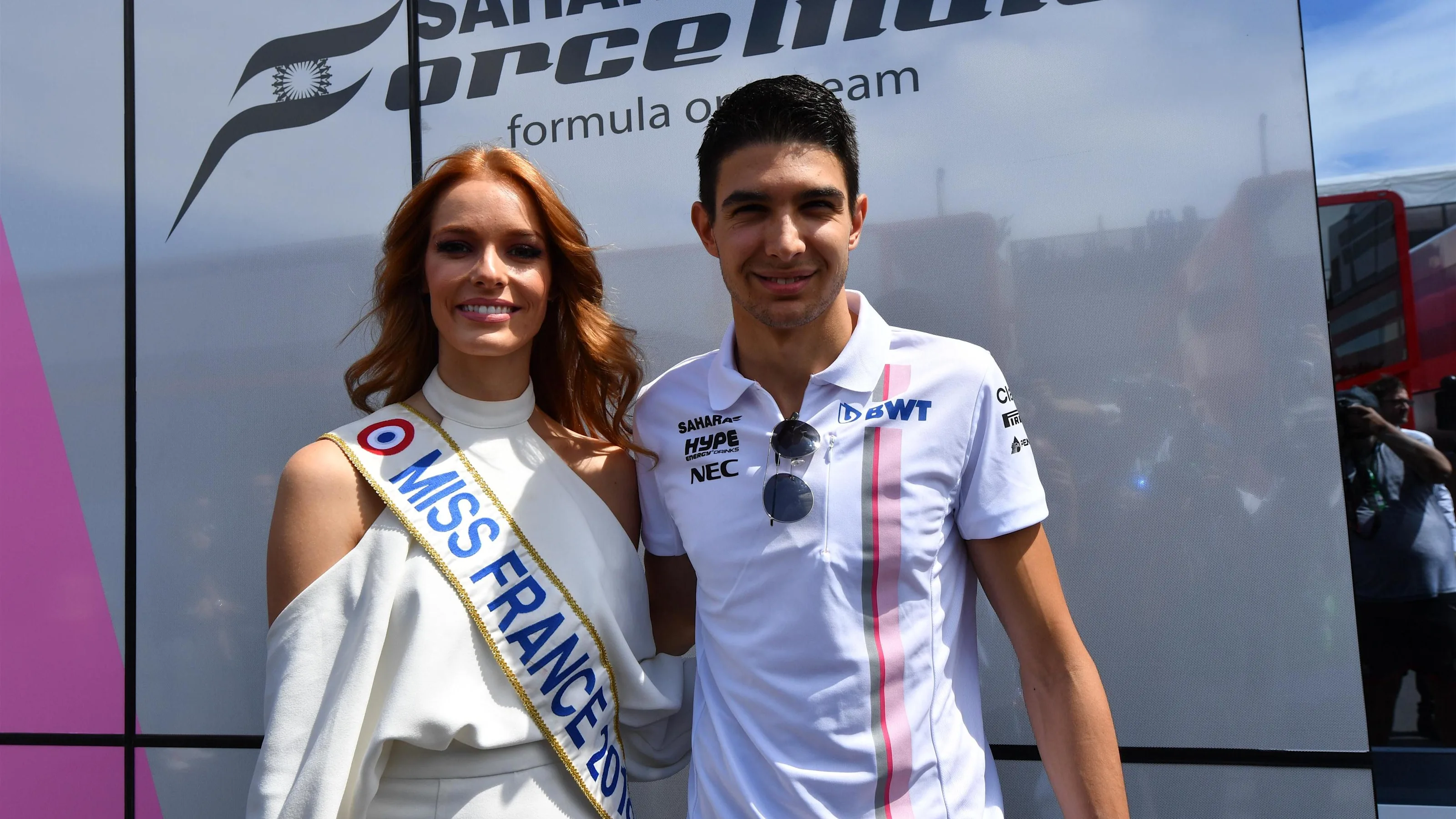 Esteban Ocon (FRA) Force India F1 and Miss France at Formula One World Championship, Rd8, French