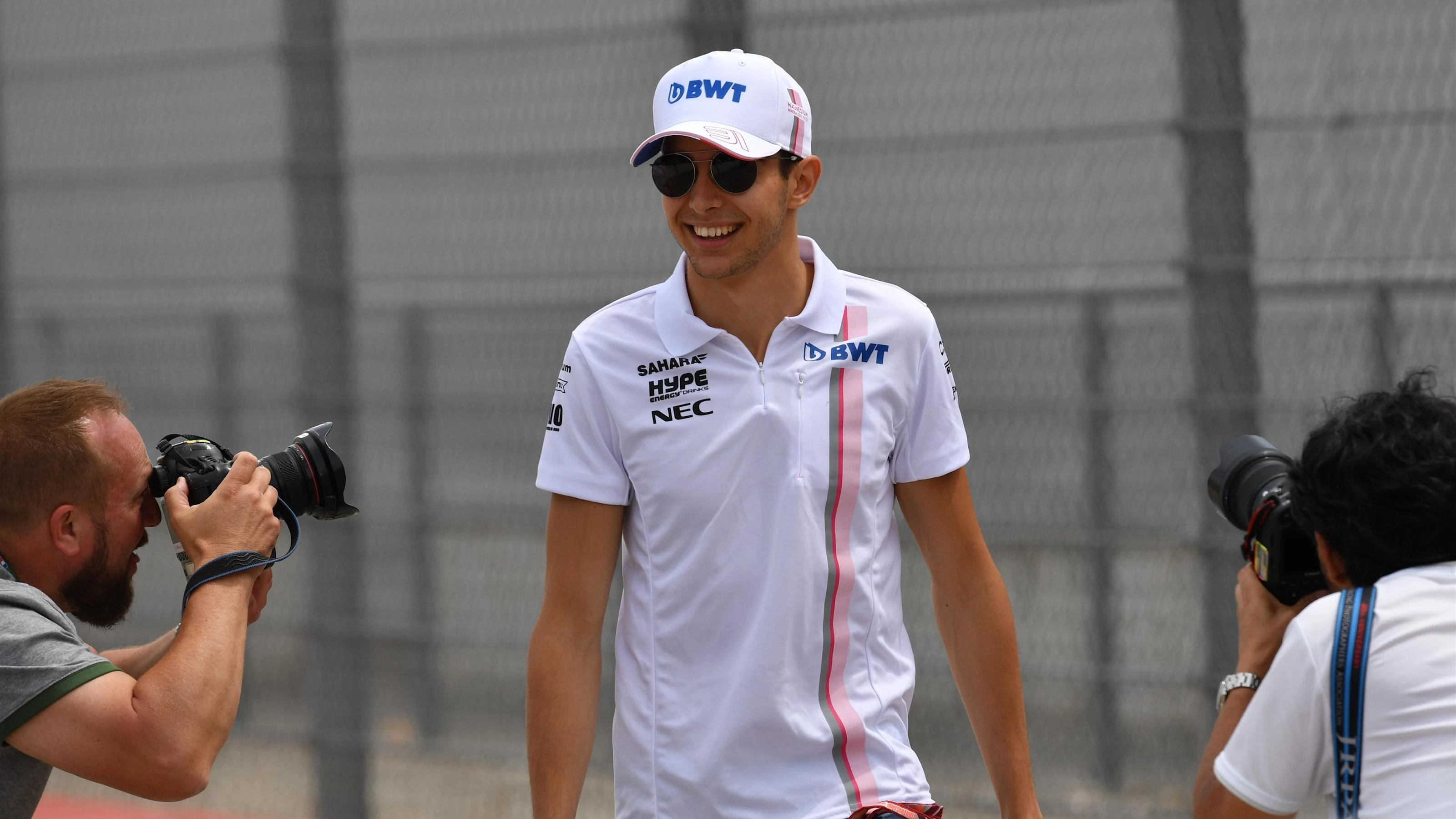 Esteban Ocon (FRA) Force India F1 on the drivers parade at Formula One World Championship, Rd8,