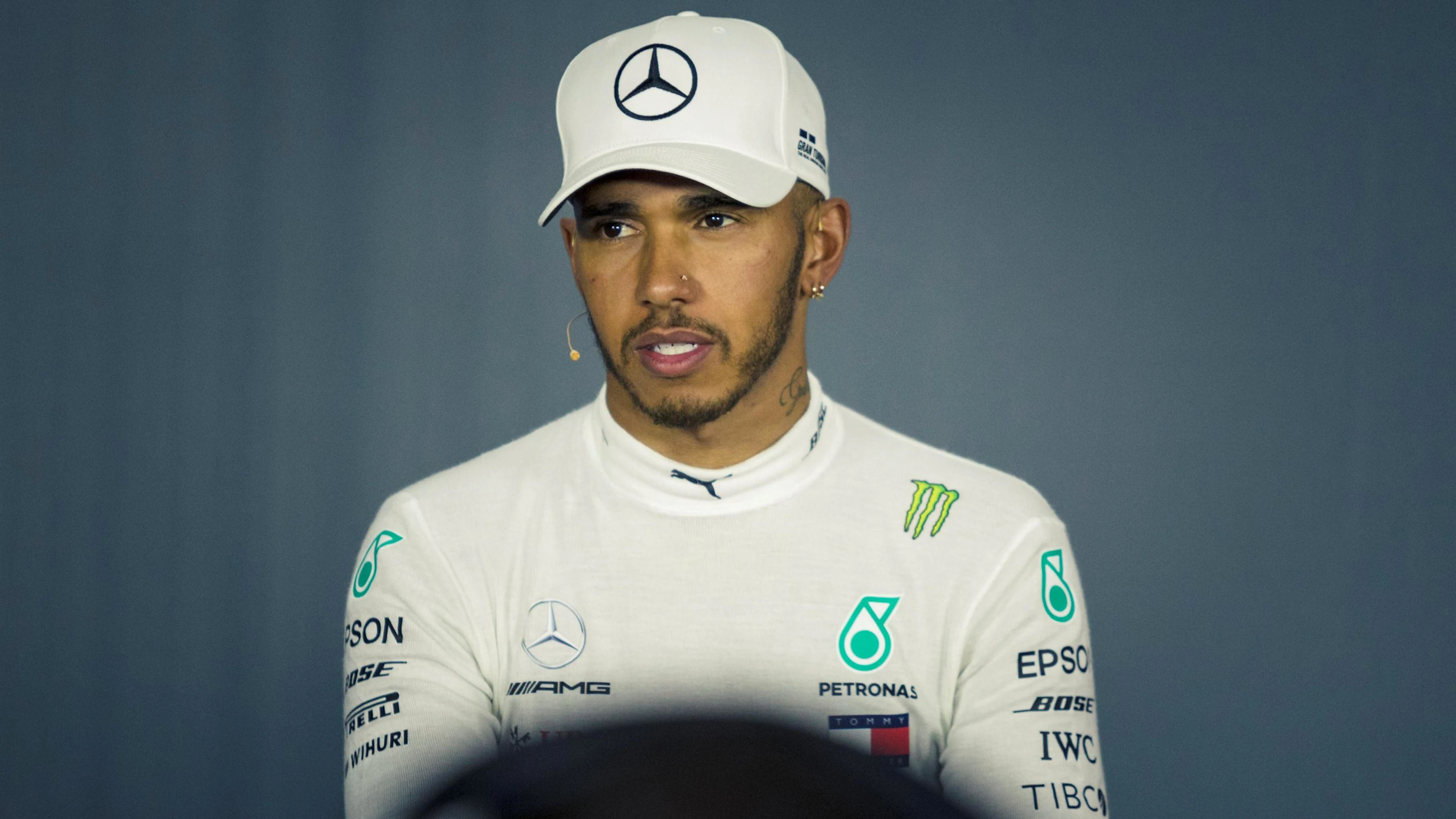 Lewis Hamilton (GBR) Mercedes-AMG F1 in the Press Conference at Formula One World Championship,