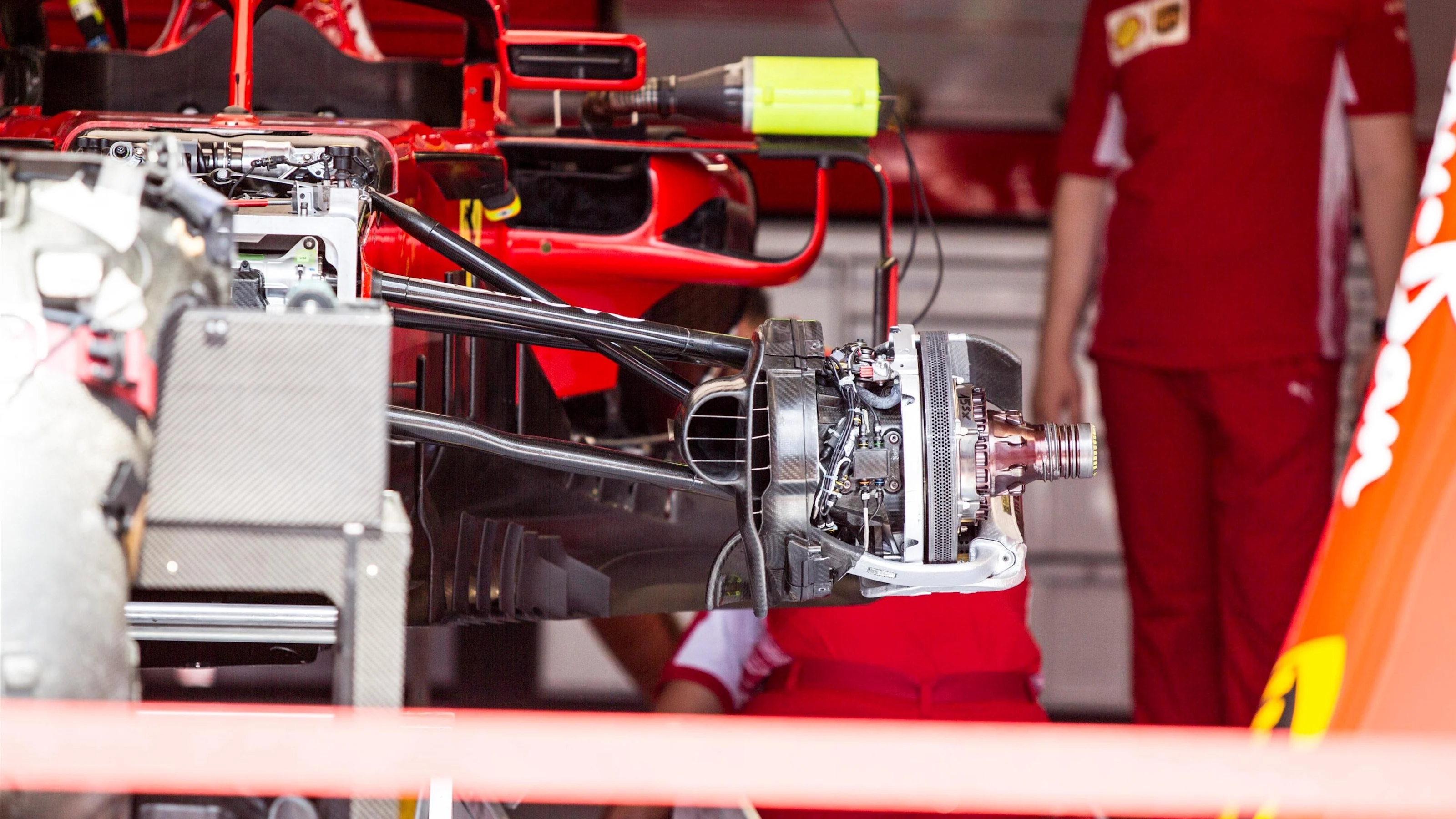 Ferrari SF-71H front brake and wheel hub at Formula One World Championship, Rd8, French Grand Prix,