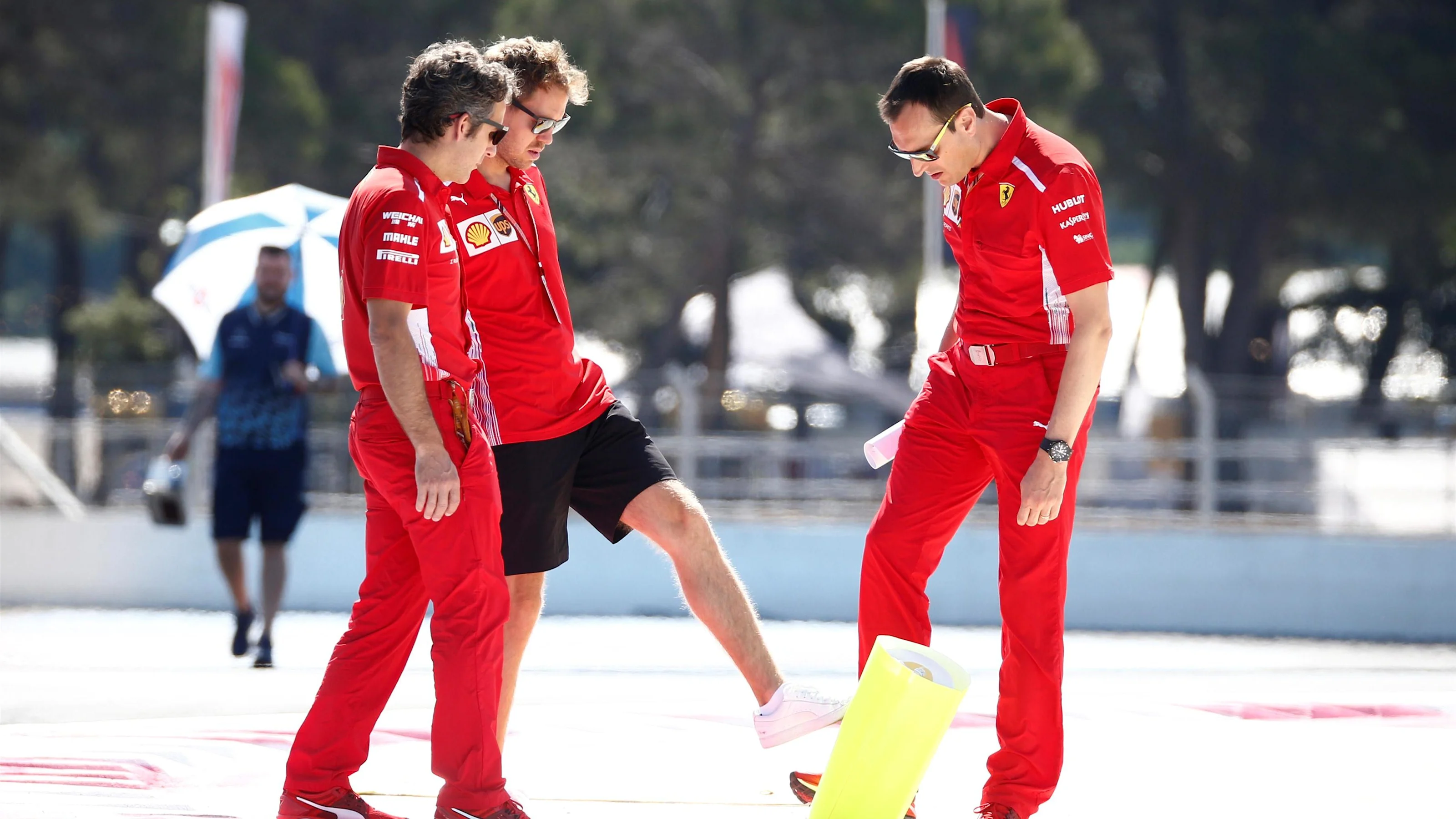 Sebastian Vettel (GER) Ferrari walks the track at Formula One World Championship, Rd8, French Grand