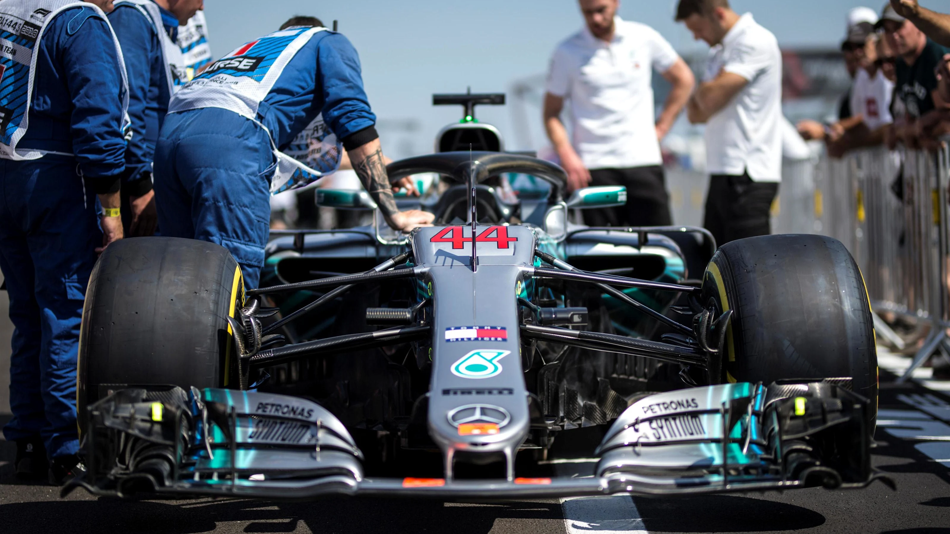 Mercedes-AMG F1 W09 EQ Power+ nose and front wing at Formula One World Championship, Rd8, French