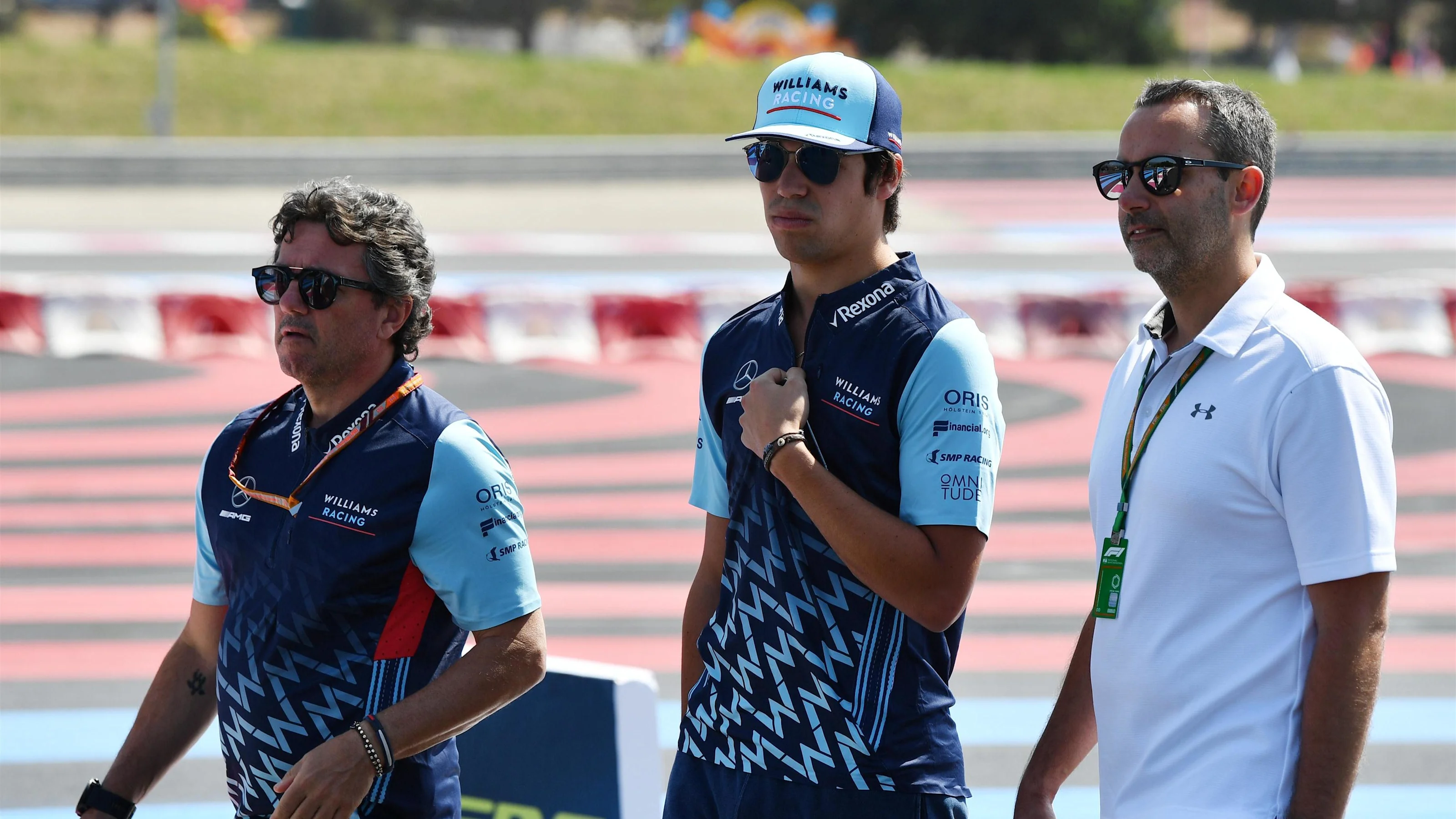 Lance Stroll (CDN) Williams walks the trackj with Luca Baldisserri (ITA) Williams Race Engineer at