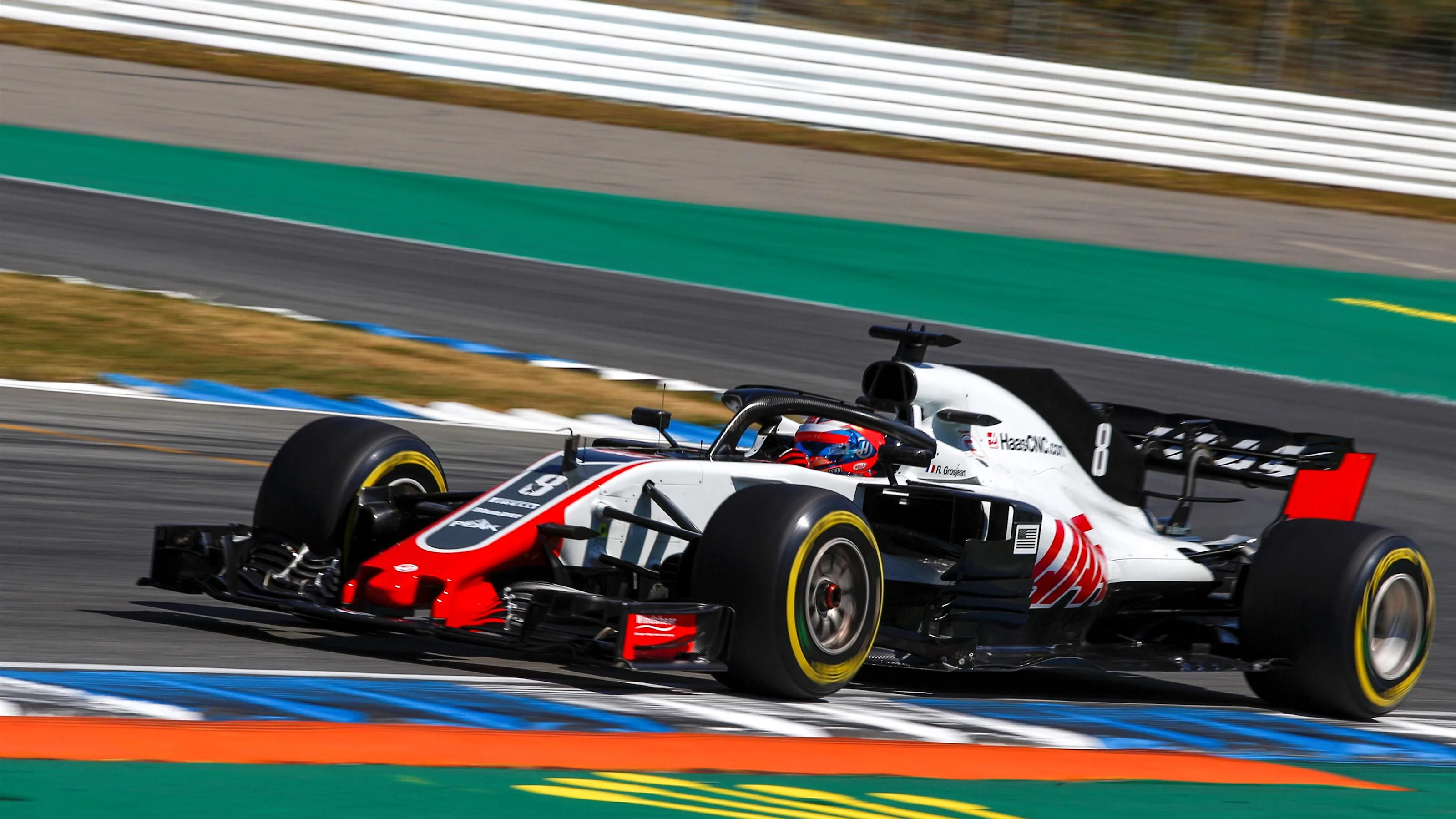 Romain Grosjean (FRA) Haas VF-18 at Formula One World Championship, Rd11, German Grand Prix,