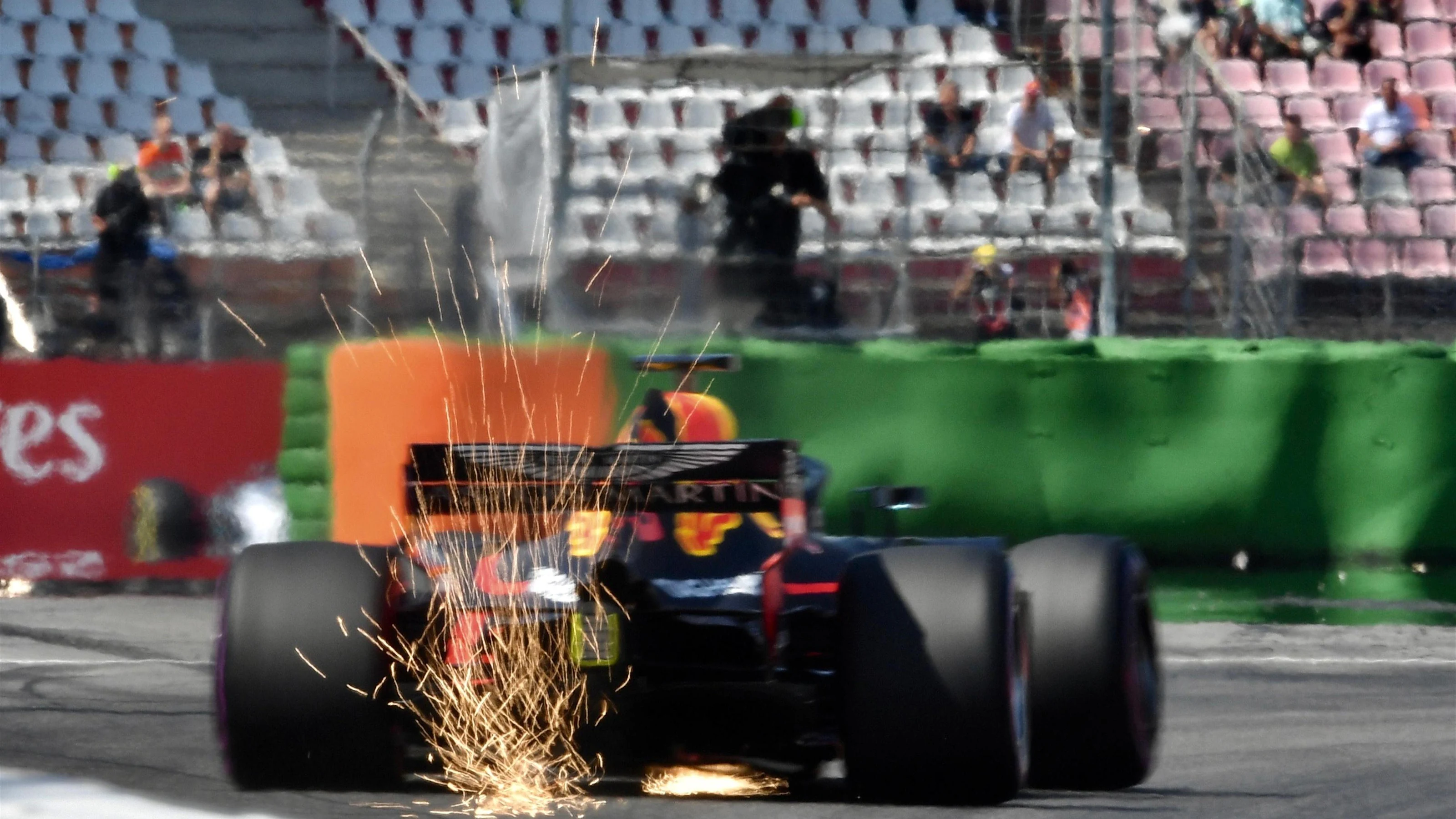 Daniel Ricciardo (AUS) Red Bull Racing RB14 sparks at Formula One World Championship, Rd11, German