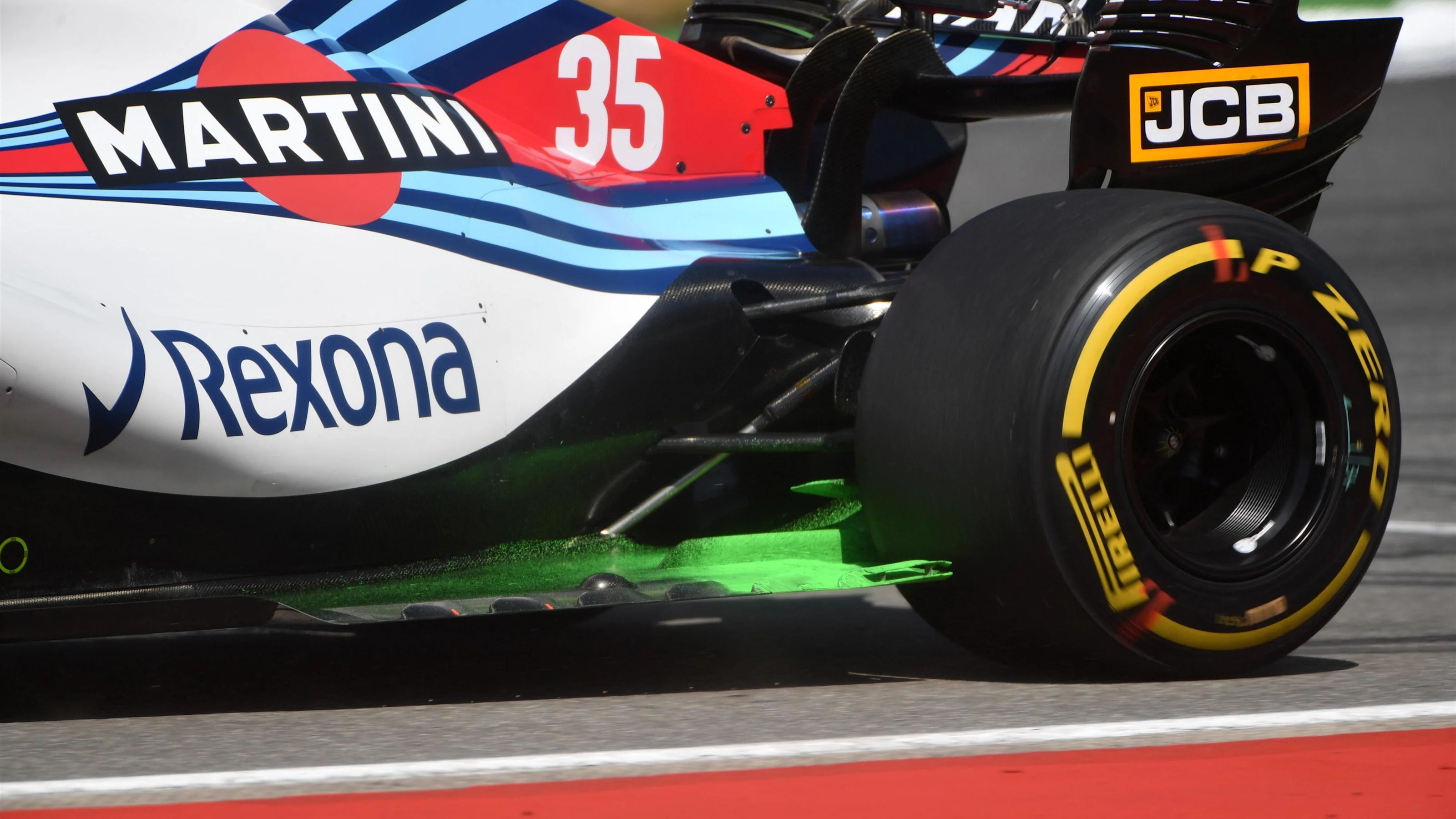 Lance Stroll (CDN) Williams FW41 with aero paint on the rear floor at Formula One World