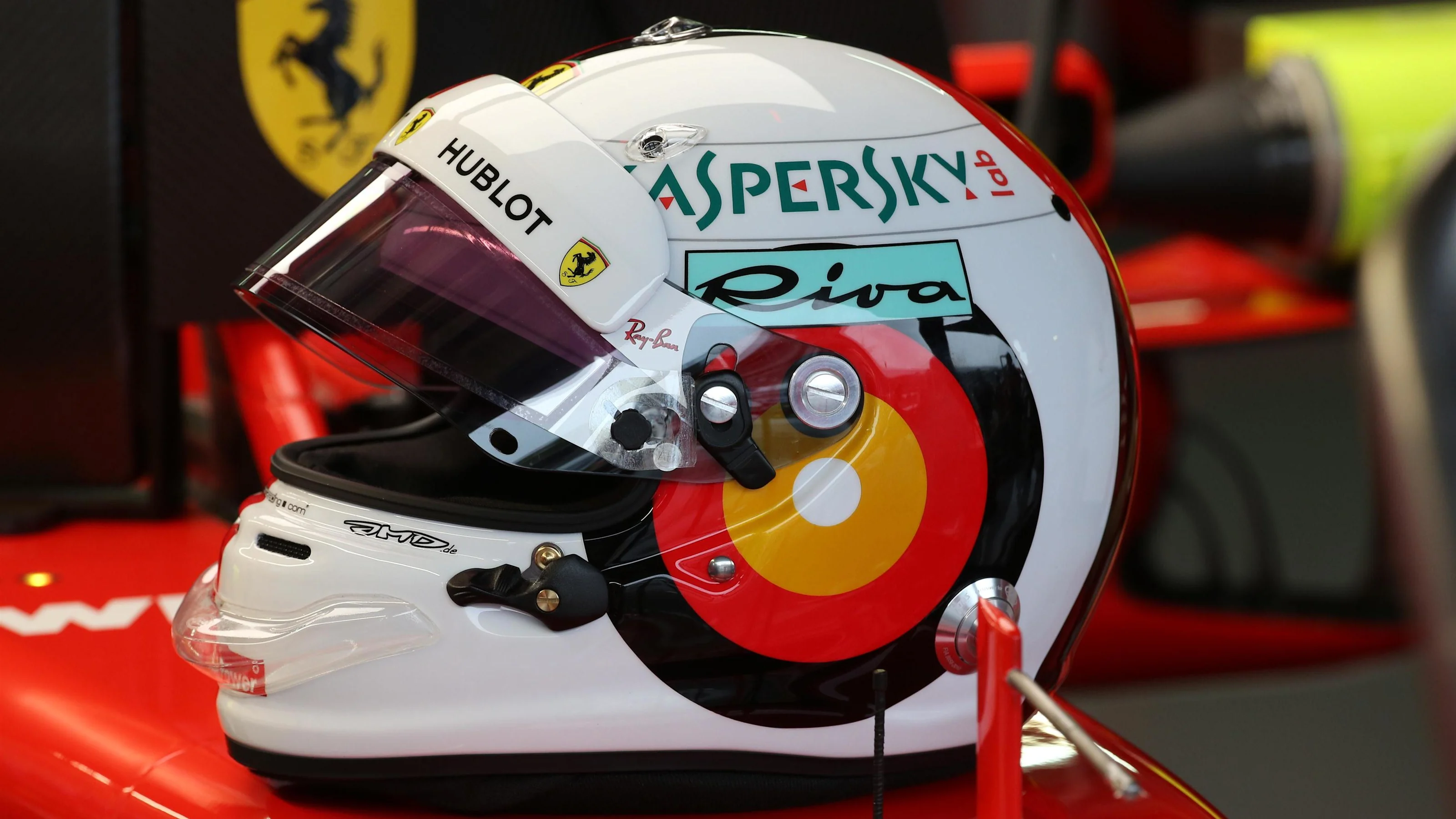 Sebastian Vettel (GER) Ferrari helmet at Formula One World Championship, Rd11, German Grand Prix,