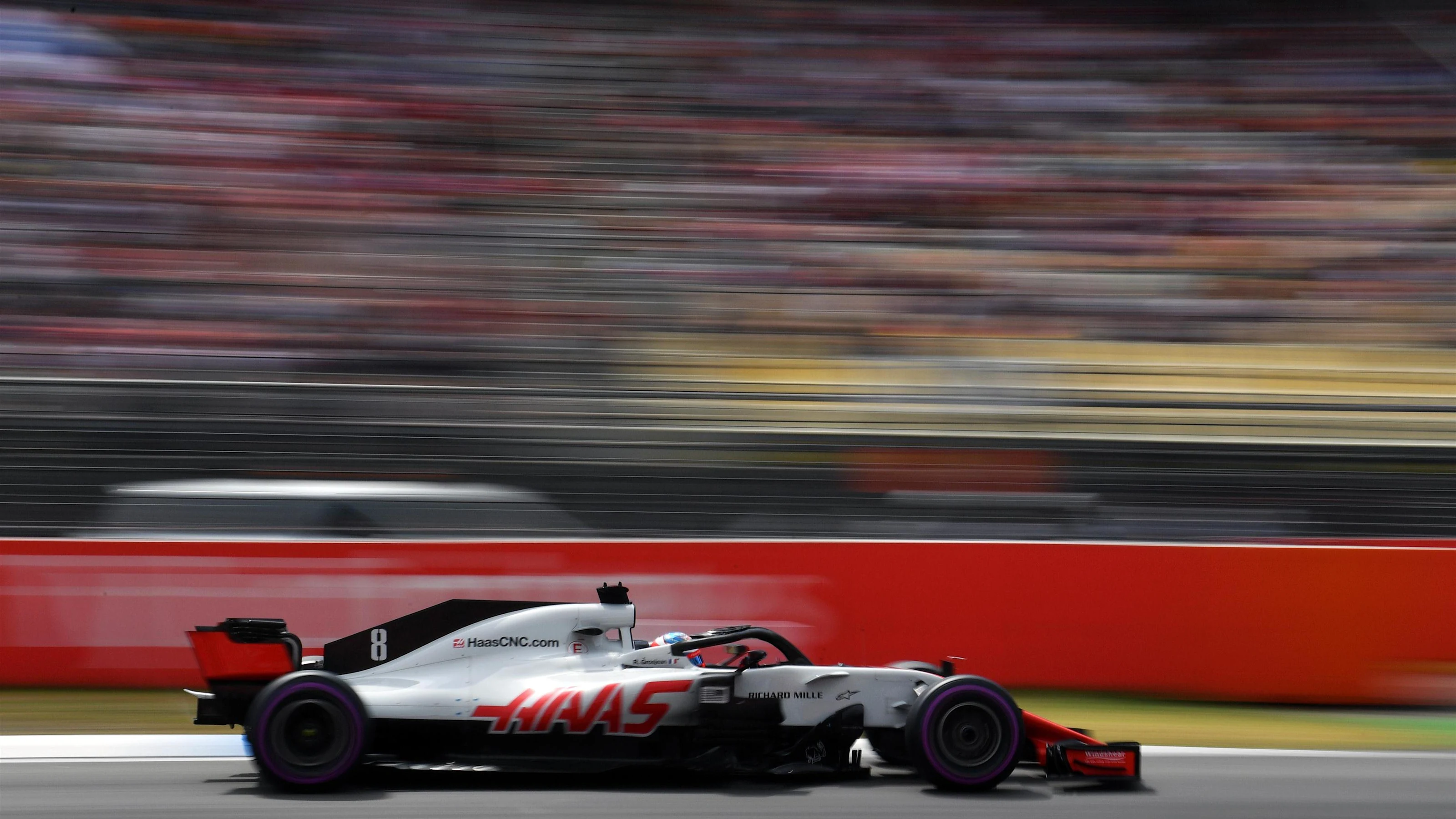 Romain Grosjean (FRA) Haas VF-18 at Formula One World Championship, Rd11, German Grand Prix,