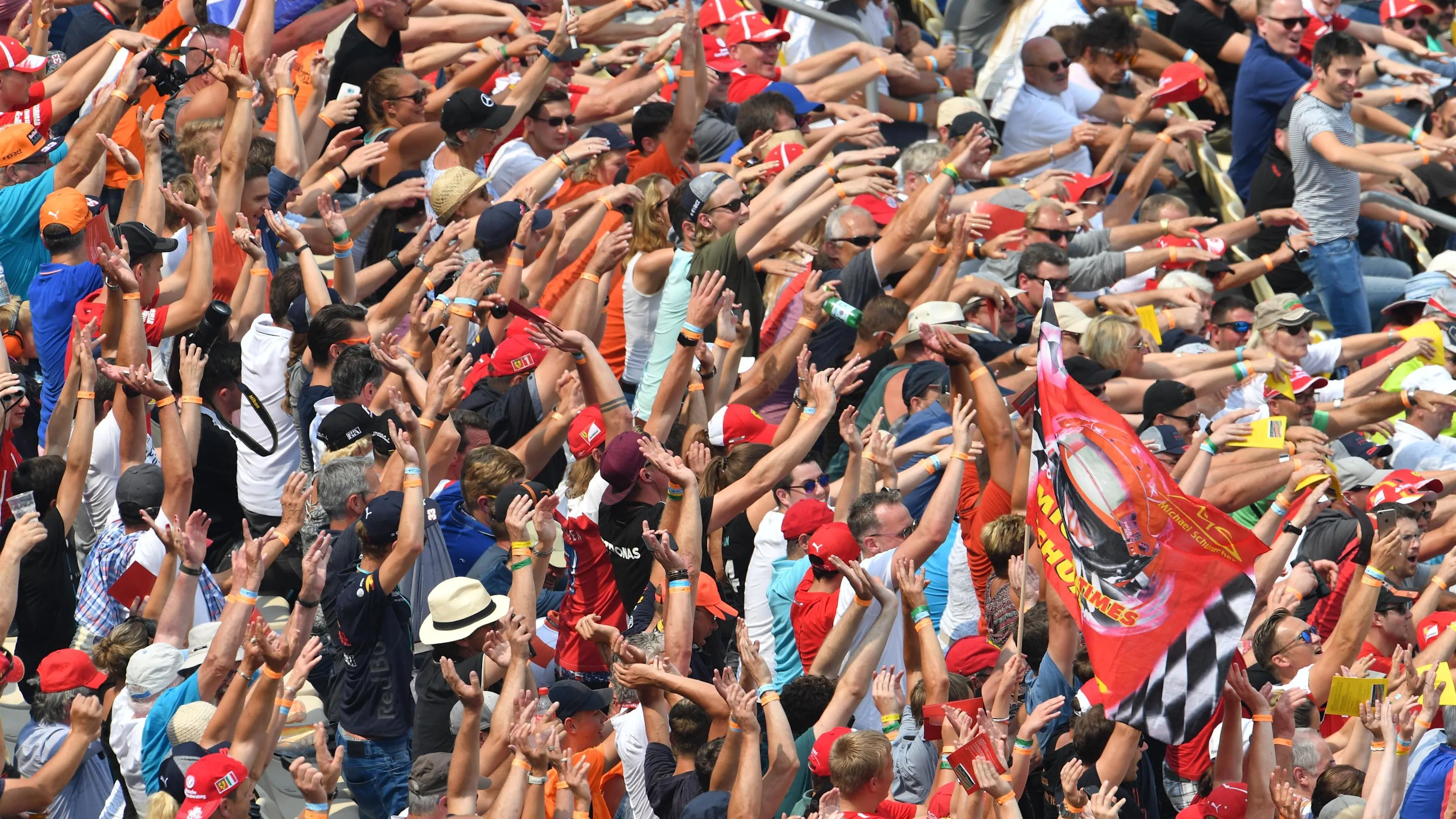 Fans at Formula One World Championship, Rd11, German Grand Prix, Race, Hockenheim, Germany, Sunday