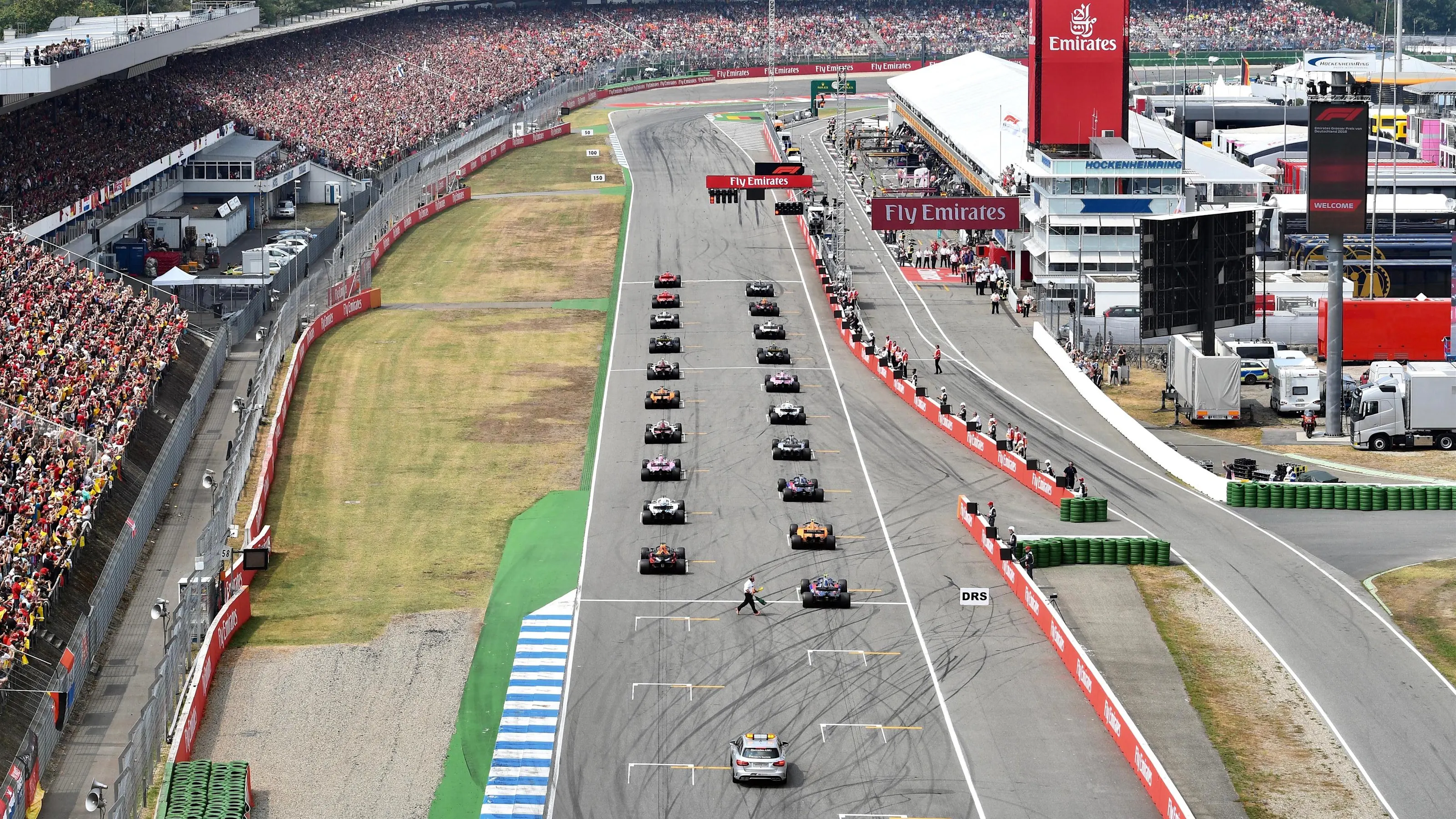 Start of race at Formula One World Championship, Rd11, German Grand Prix, Race, Hockenheim,