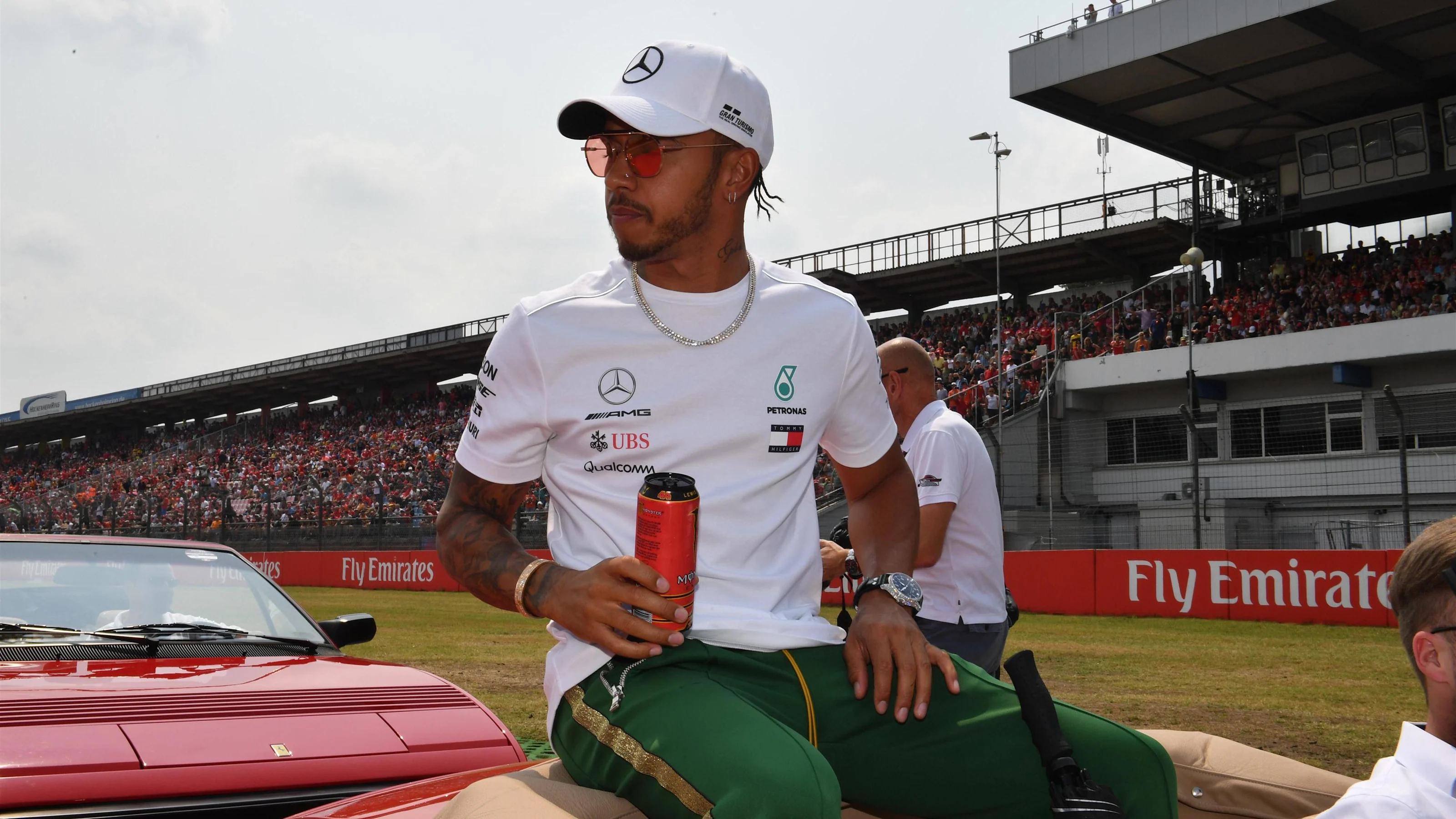 Lewis Hamilton (GBR) Mercedes-AMG F1 on the drivers parade at Formula One World Championship, Rd11,