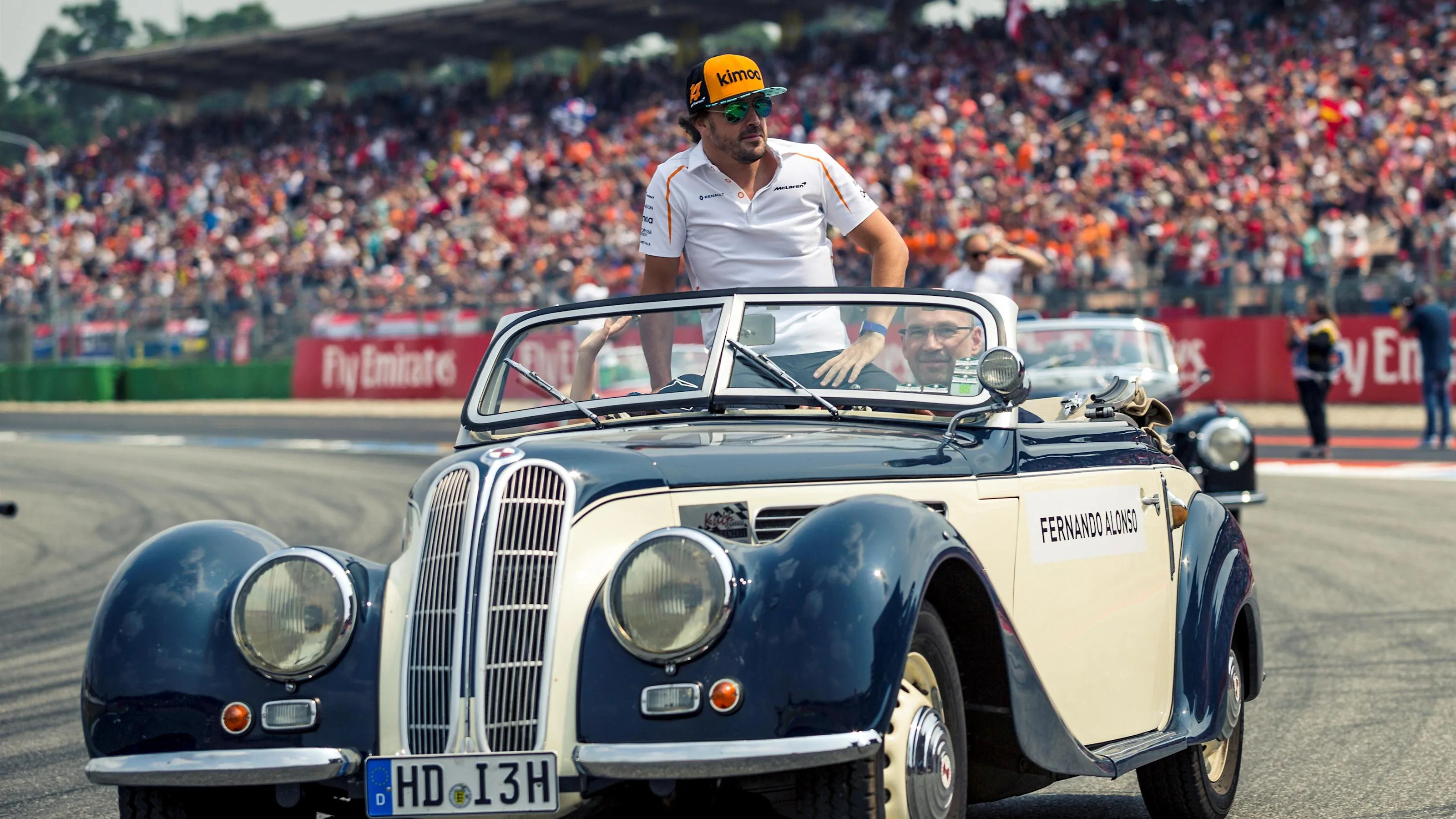 Fernando Alonso (ESP) McLaren on the drivers parade at Formula One World Championship, Rd11, German