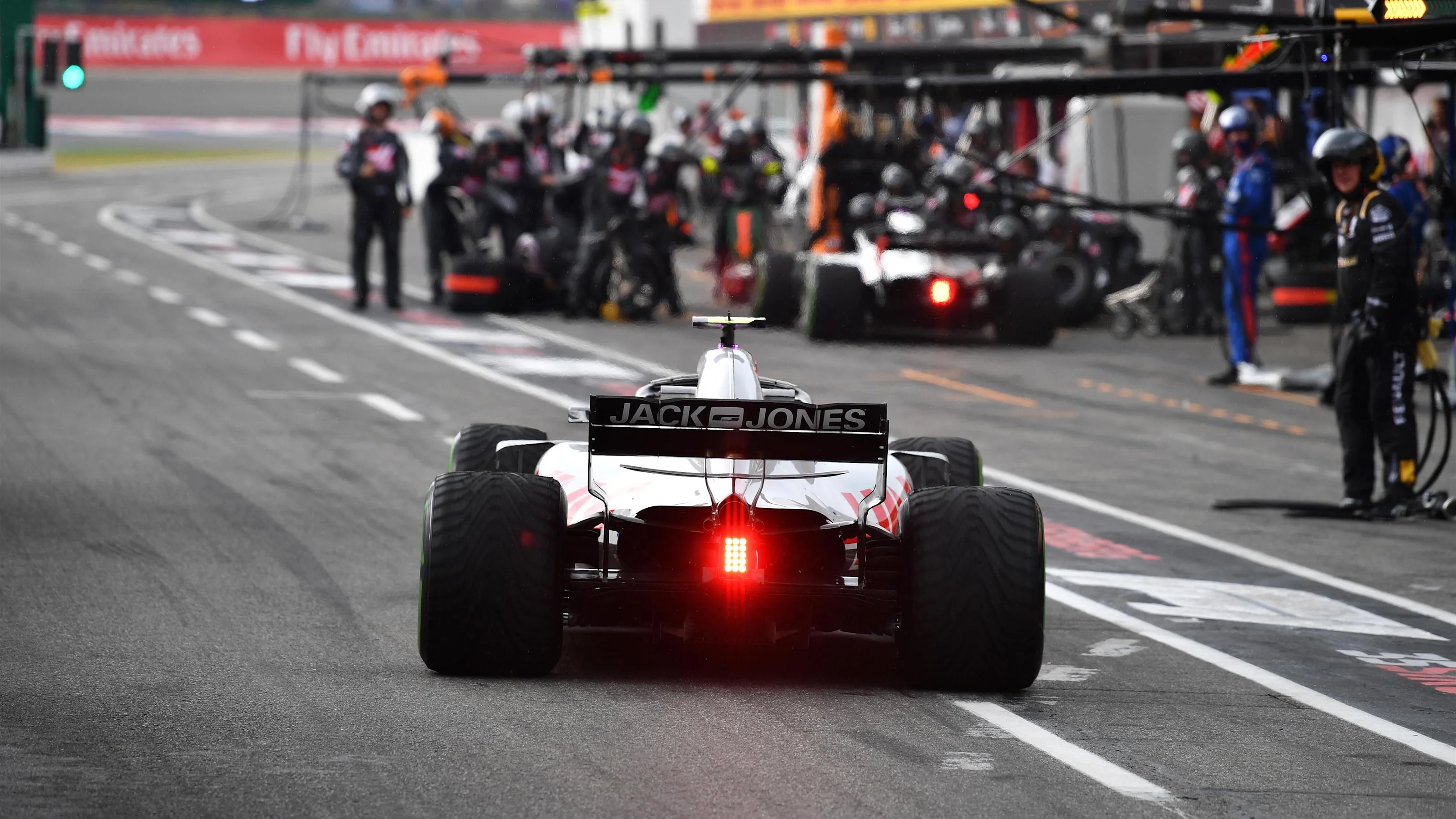 Kevin Magnussen (DEN) Haas VF-18 pit stop at Formula One World Championship, Rd11, German Grand