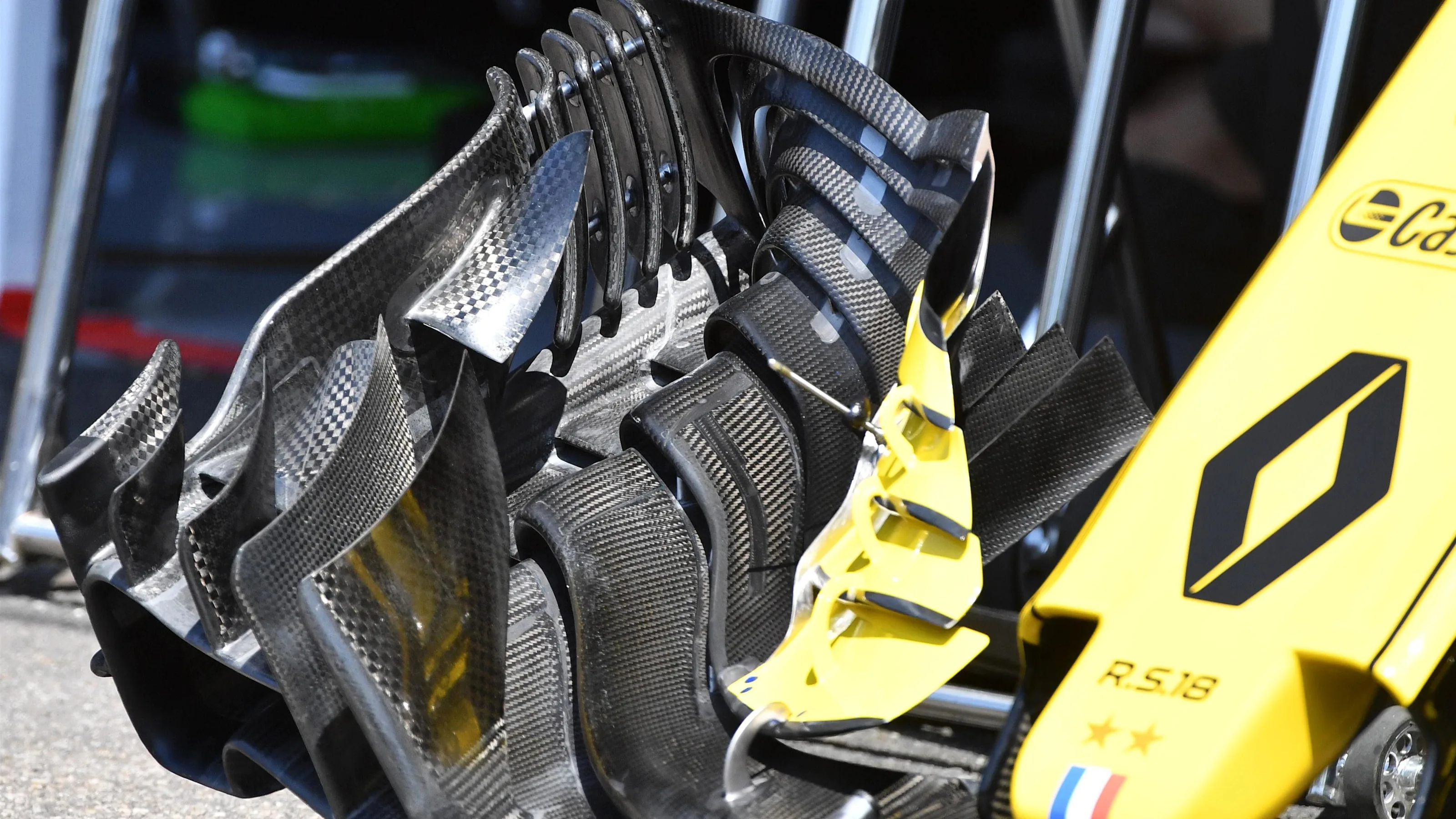 Renault Sport F1 Team RS18 front wing detail at Formula One World Championship, Rd11, German Grand