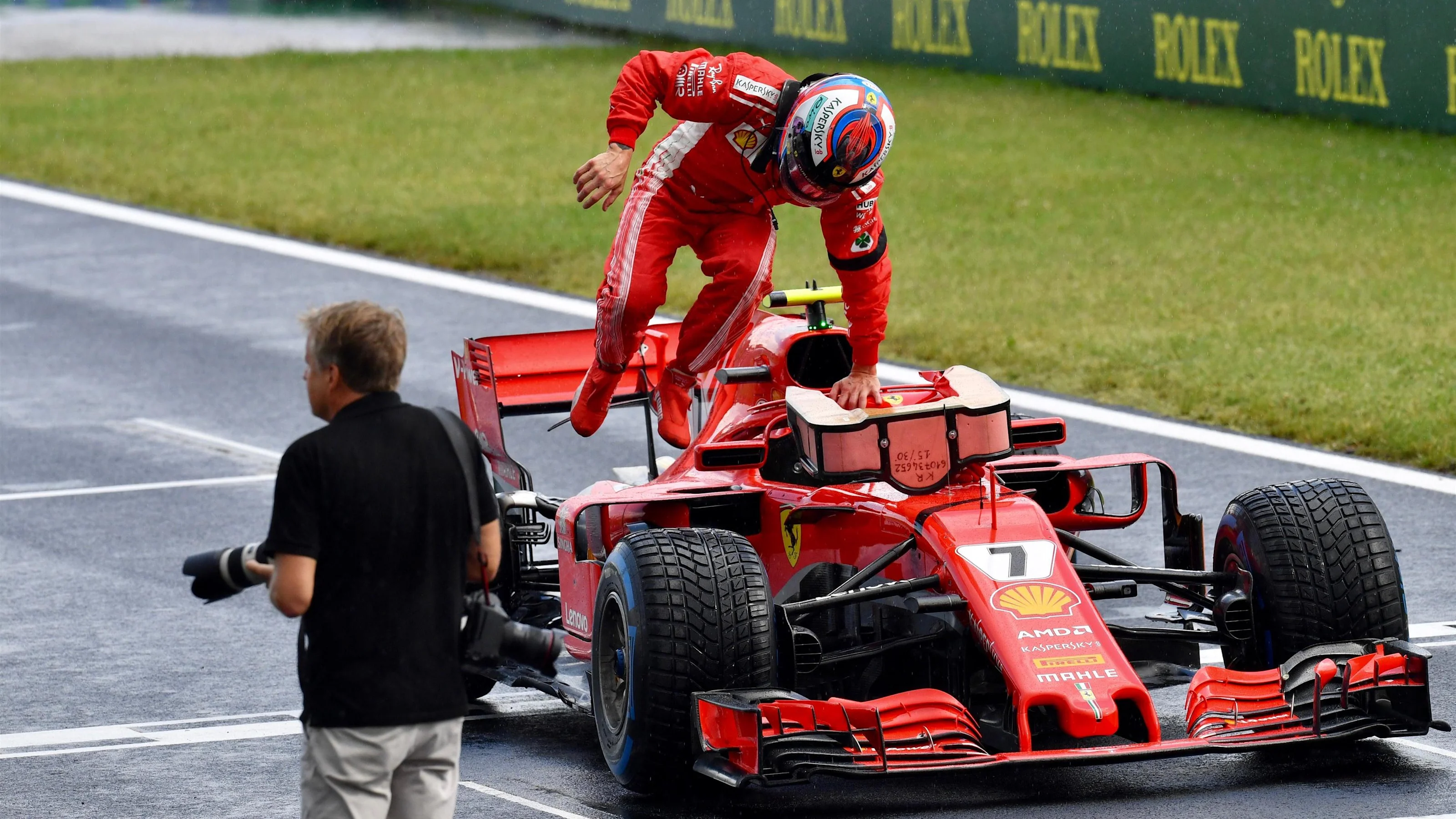 Kimi Raikkonen (FIN) Ferrari SF-71H in parc ferme at Formula One World Championship, Rd12,